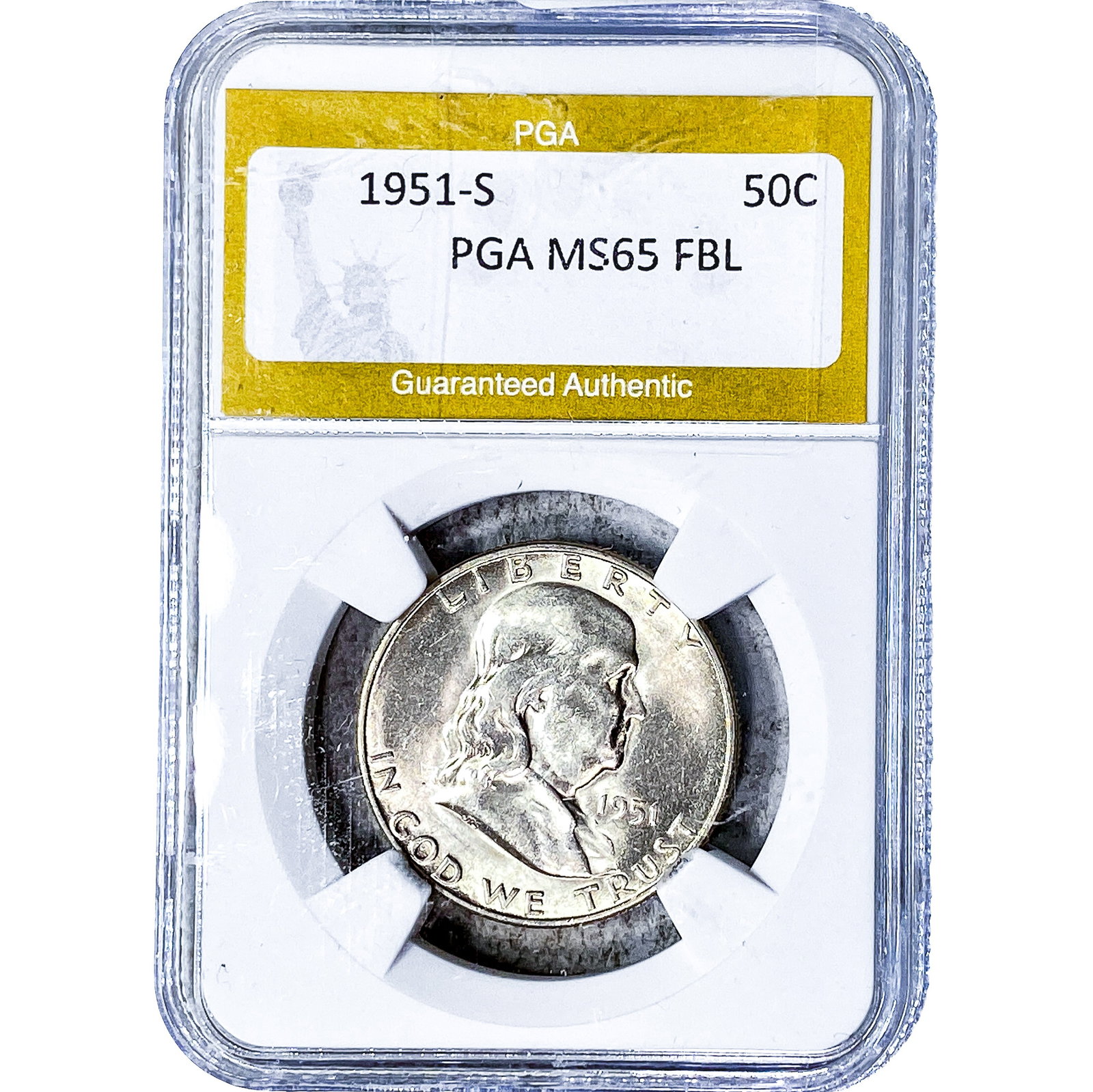 1951-S Franklin Half Dollar PGA MS65 FBL (1 of 2)