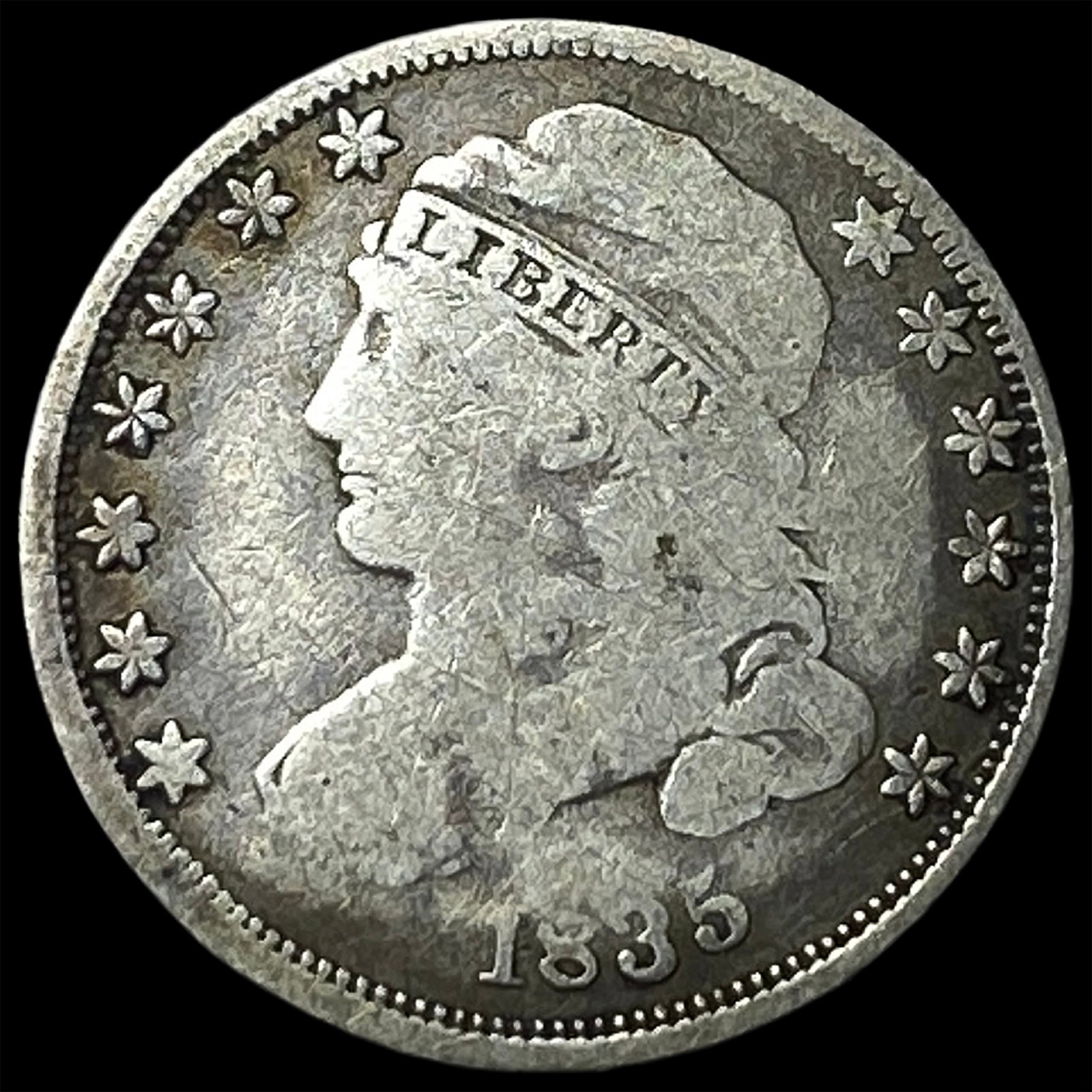 1835 Silver Capped Bust Dime NICELY CIRCULATED: 1835 Silver Capped Bust Dime NICELY CIRCULATED