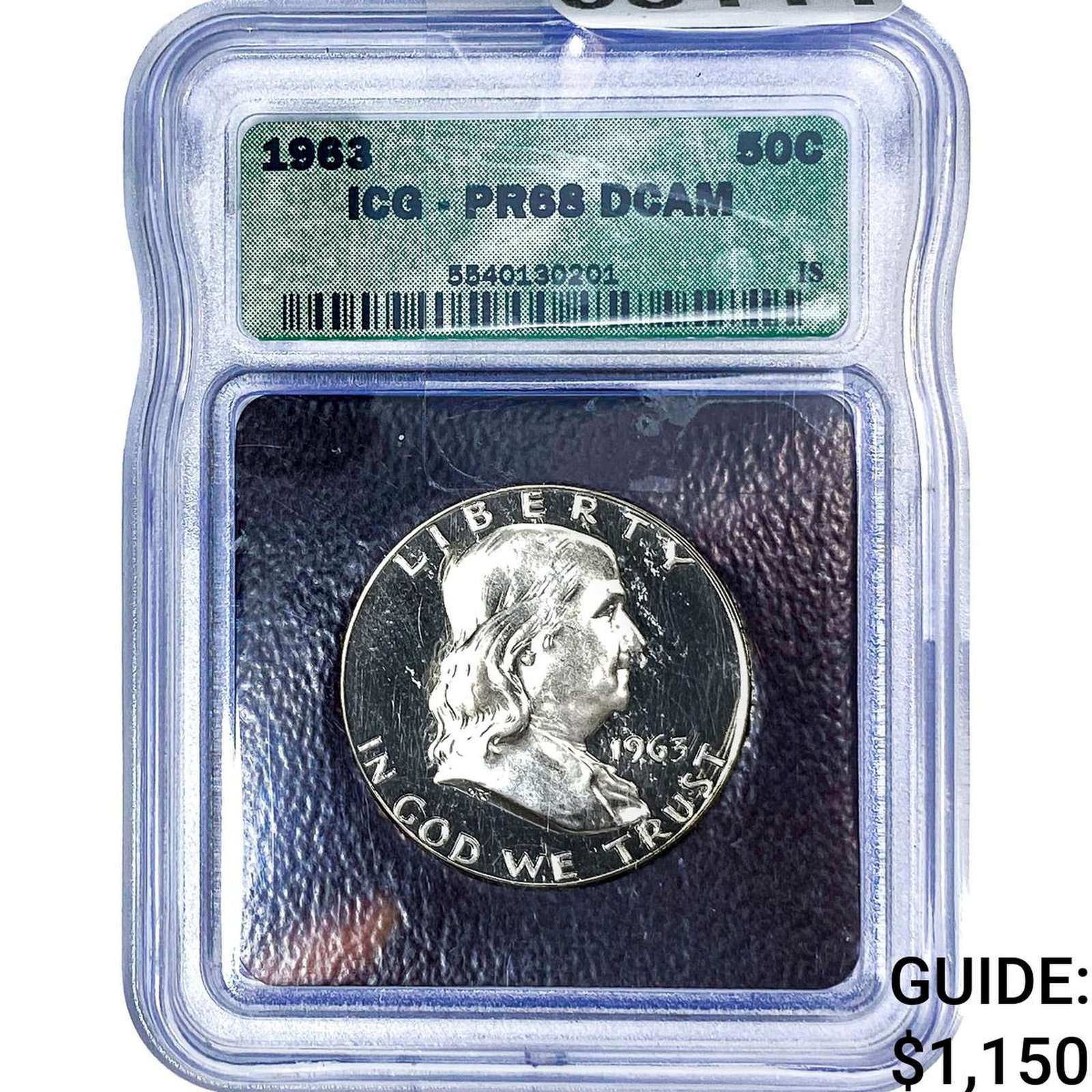 1963 Franklin Half Dollar ICG PR68 DCAM: 1963 Franklin Half Dollar ICG PR68 DCAM