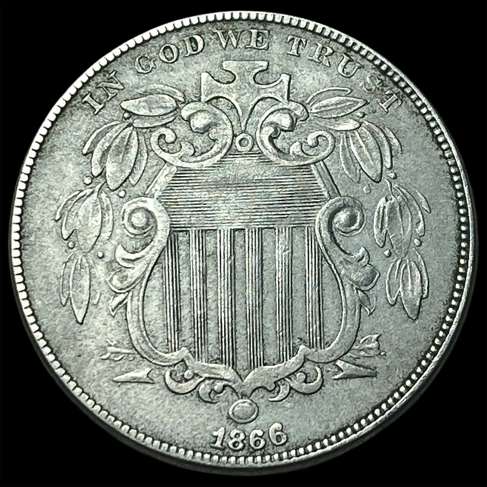 1866 Shield Nickel CLOSELY UNCIRCULATED (1 of 2)