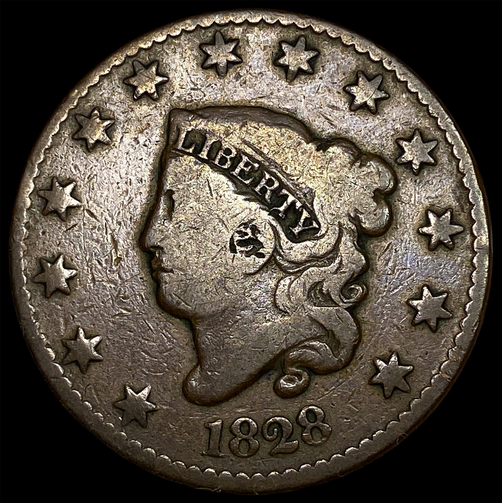 1828 Coronet Head Large Cent NICELY CIRCULATED: 1828 Coronet Head Large Cent NICELY CIRCULATED