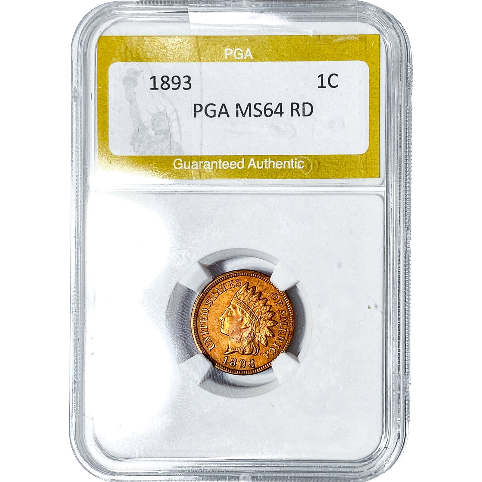 1893 Indian Head Cent PGA MS64 RD: 1893 Indian Head Cent PGA MS64 RD