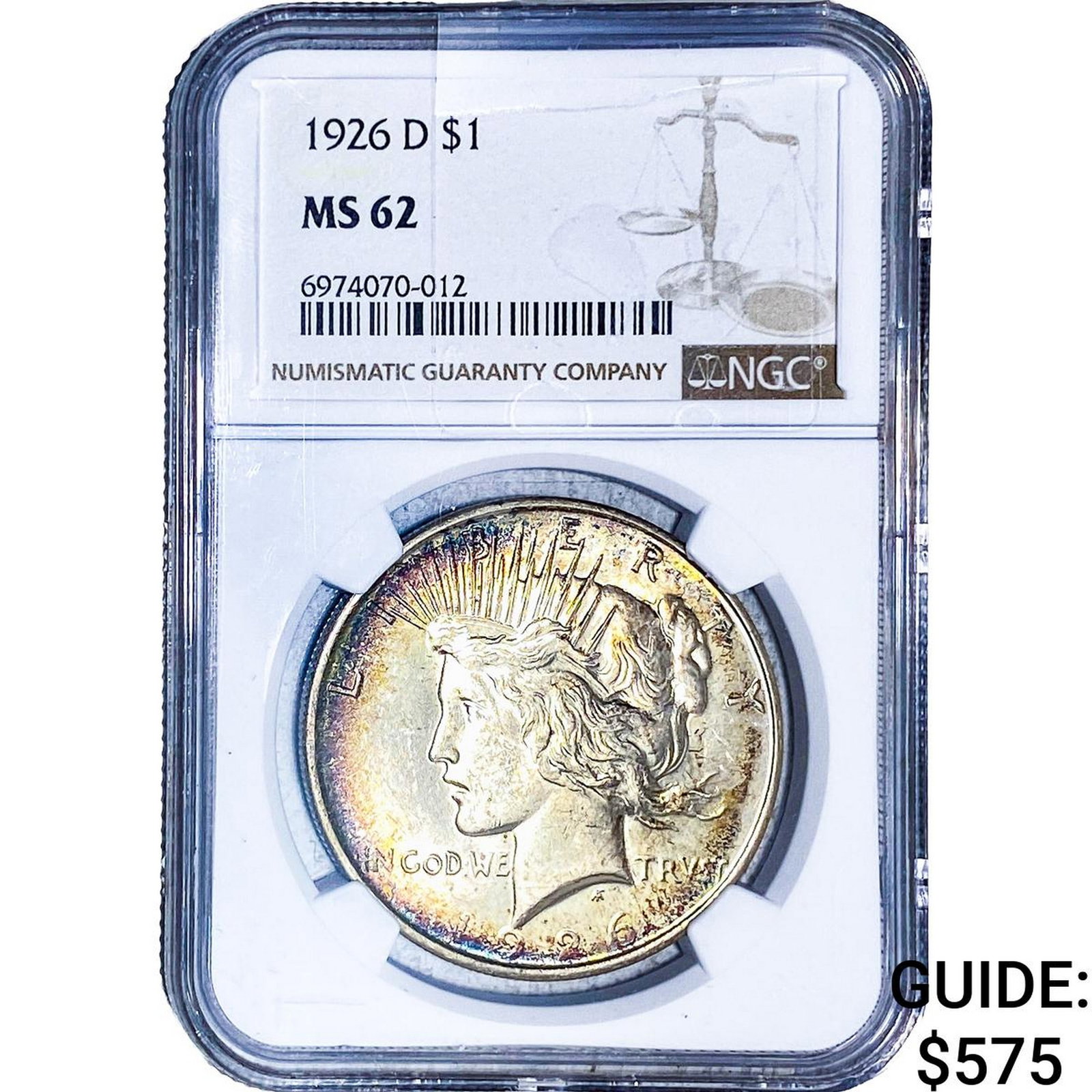 1926-D Silver Peace Dollar NGC MS62: 1926-D Silver Peace Dollar NGC MS62