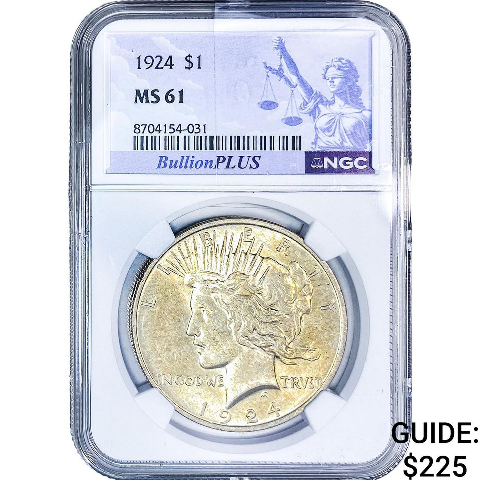 1924 Silver Peace Dollar NGC MS61: 1924 Silver Peace Dollar NGC MS61