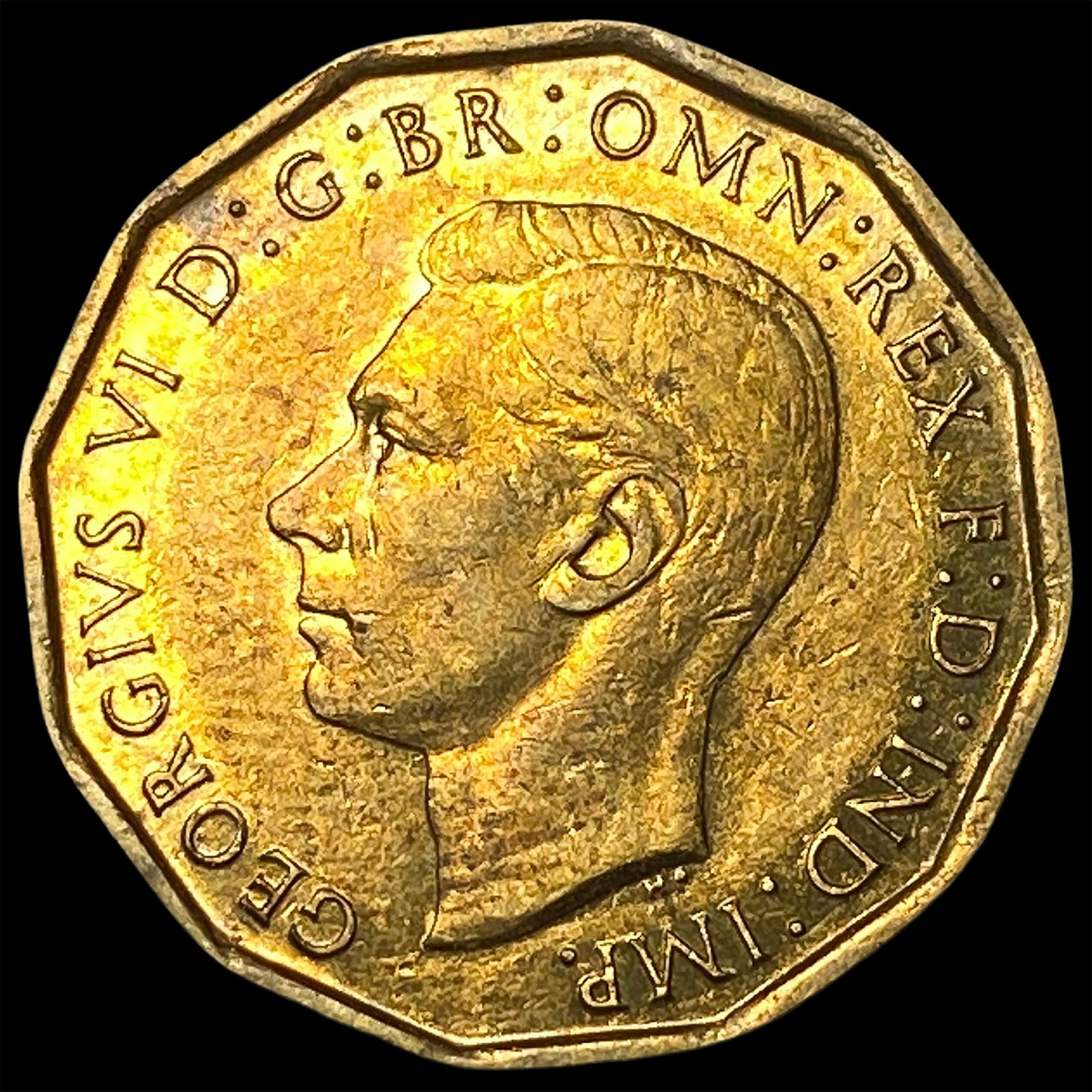 1944 Great Britain Brass 3 Pence: 1944 Great Britain Brass 3 Pence