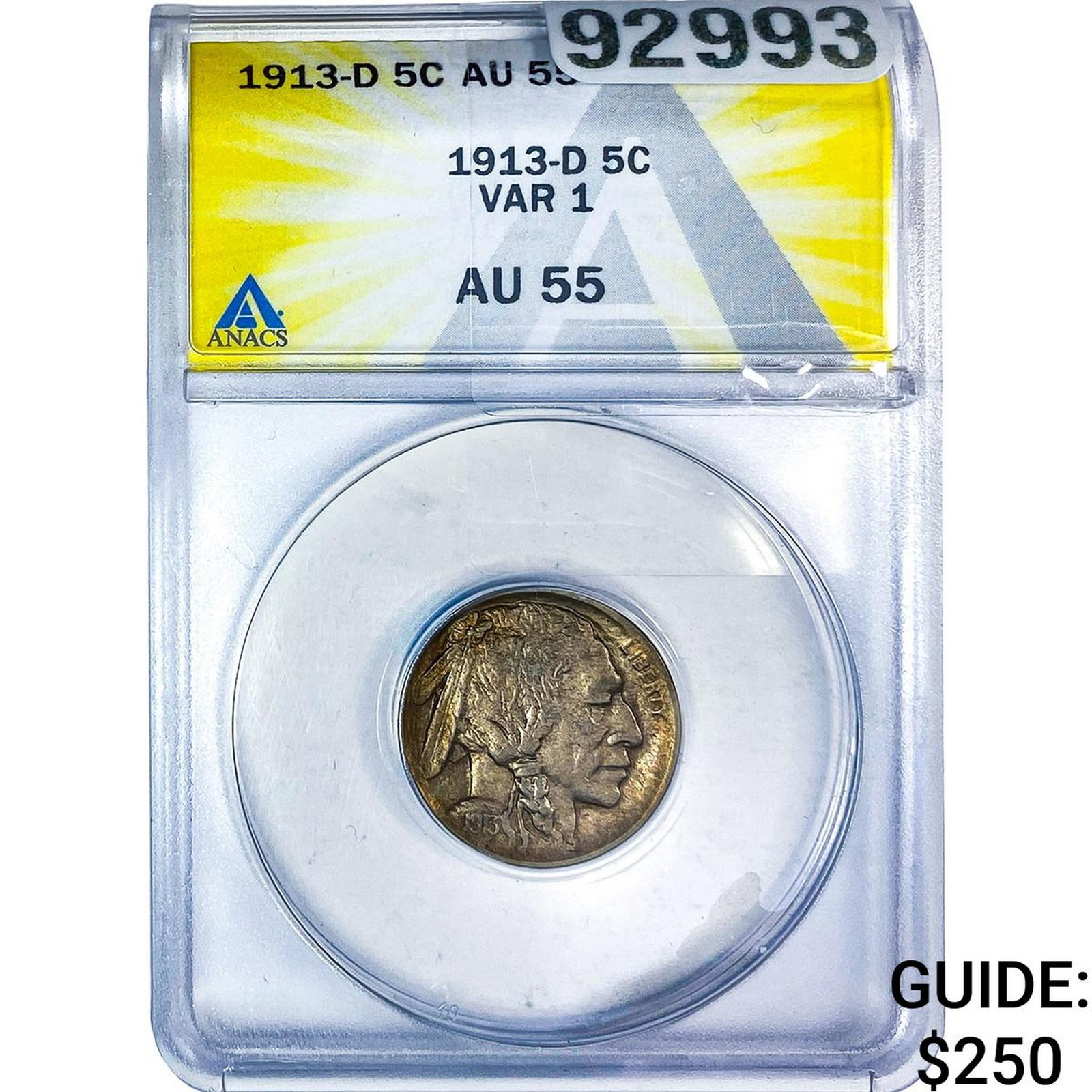 1913-D Buffalo Nickel ANACS AU55 Var 1 (1 of 2)