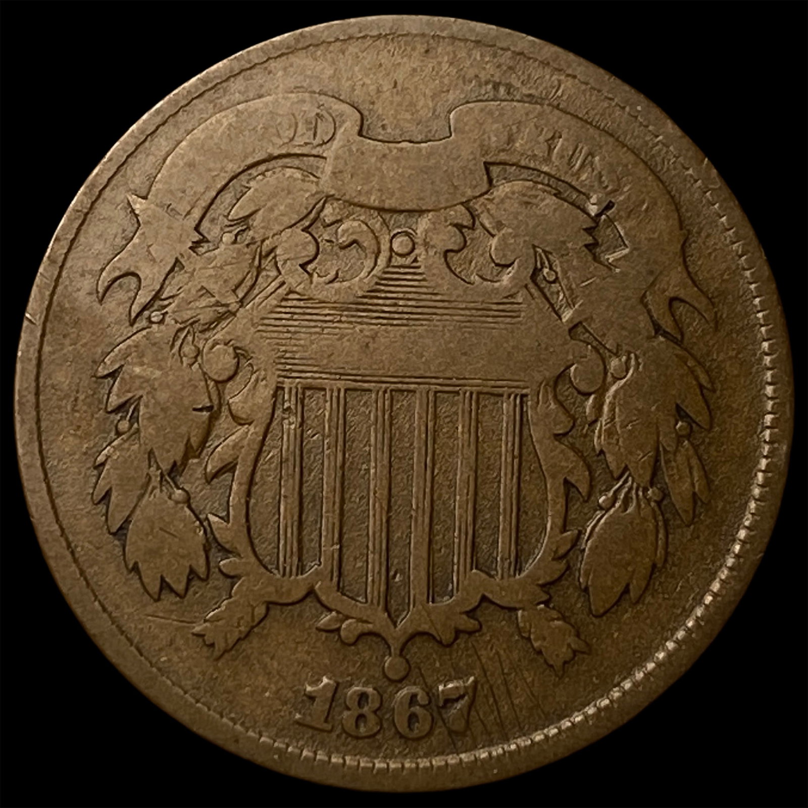 1867 Shield Two Cents NICELY CIRCULATED: 1867 Shield Two Cents NICELY CIRCULATED