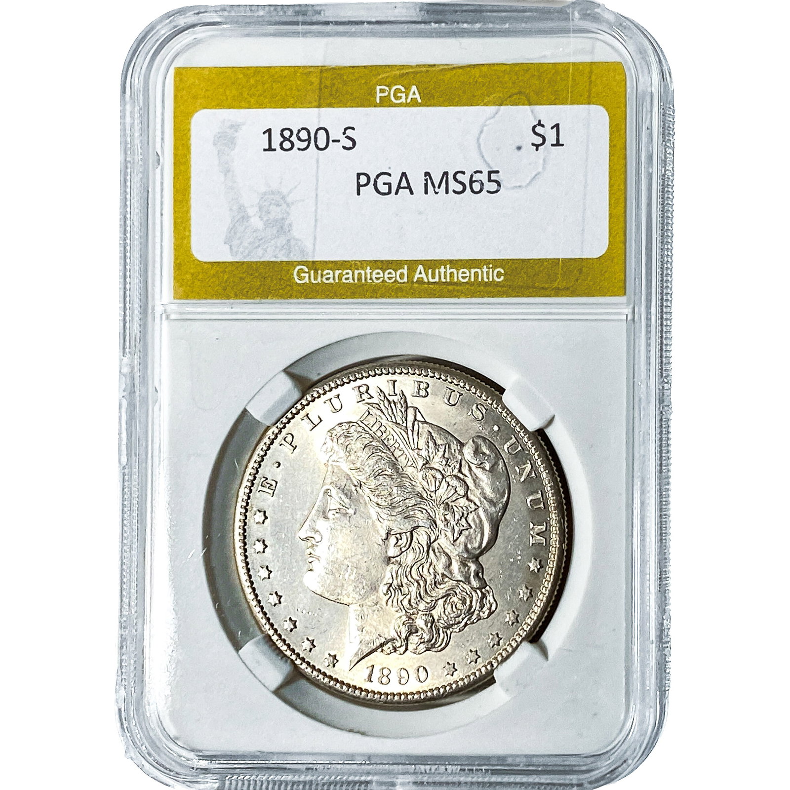 1890-S Morgan Silver Dollar PGA MS65: 1890-S Morgan Silver Dollar PGA MS65