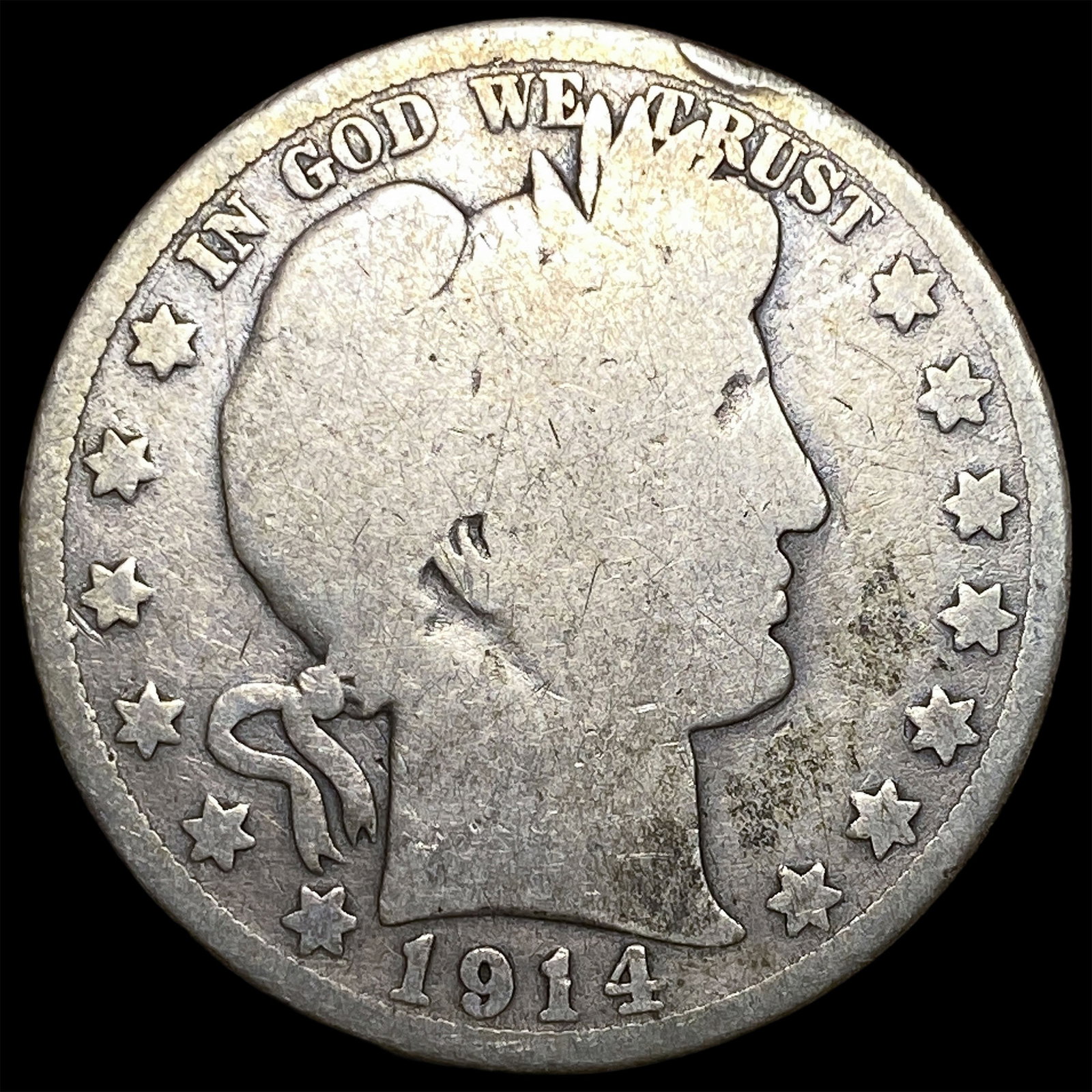 1914 Silver Barber Half Dollar NICELY CIRCULATED: 1914 Silver Barber Half Dollar NICELY CIRCULATED