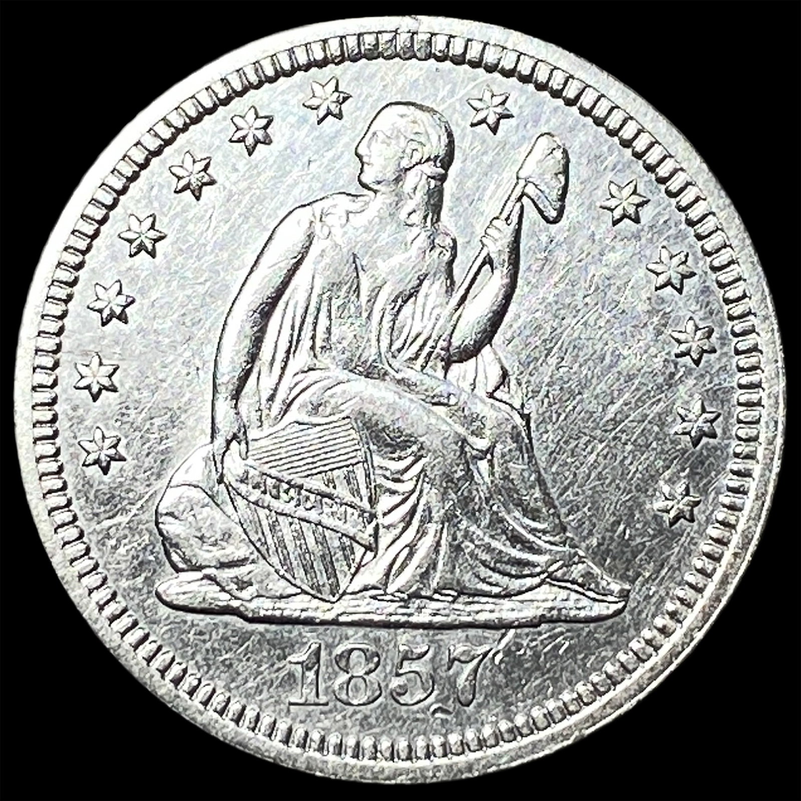 1857 Silver Seated Liberty Quarter UNCIRCULATED: 1857 Silver Seated Liberty Quarter UNCIRCULATED