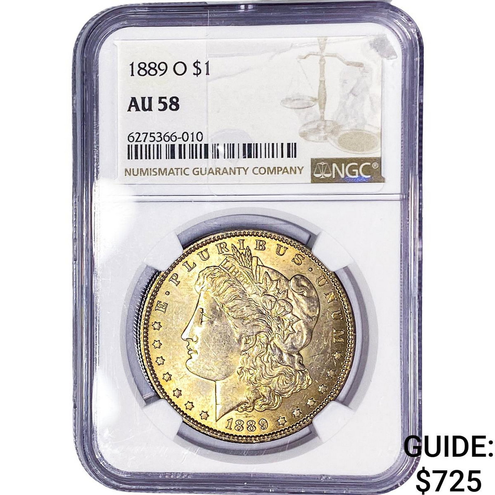 1889-O Morgan Silver Dollar NGC AU58: 1889-O Morgan Silver Dollar NGC AU58