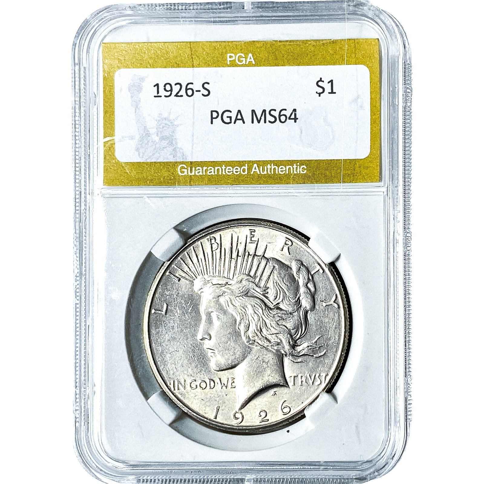 1926-S Silver Peace Dollar PGA MS64: 1926-S Silver Peace Dollar PGA MS64