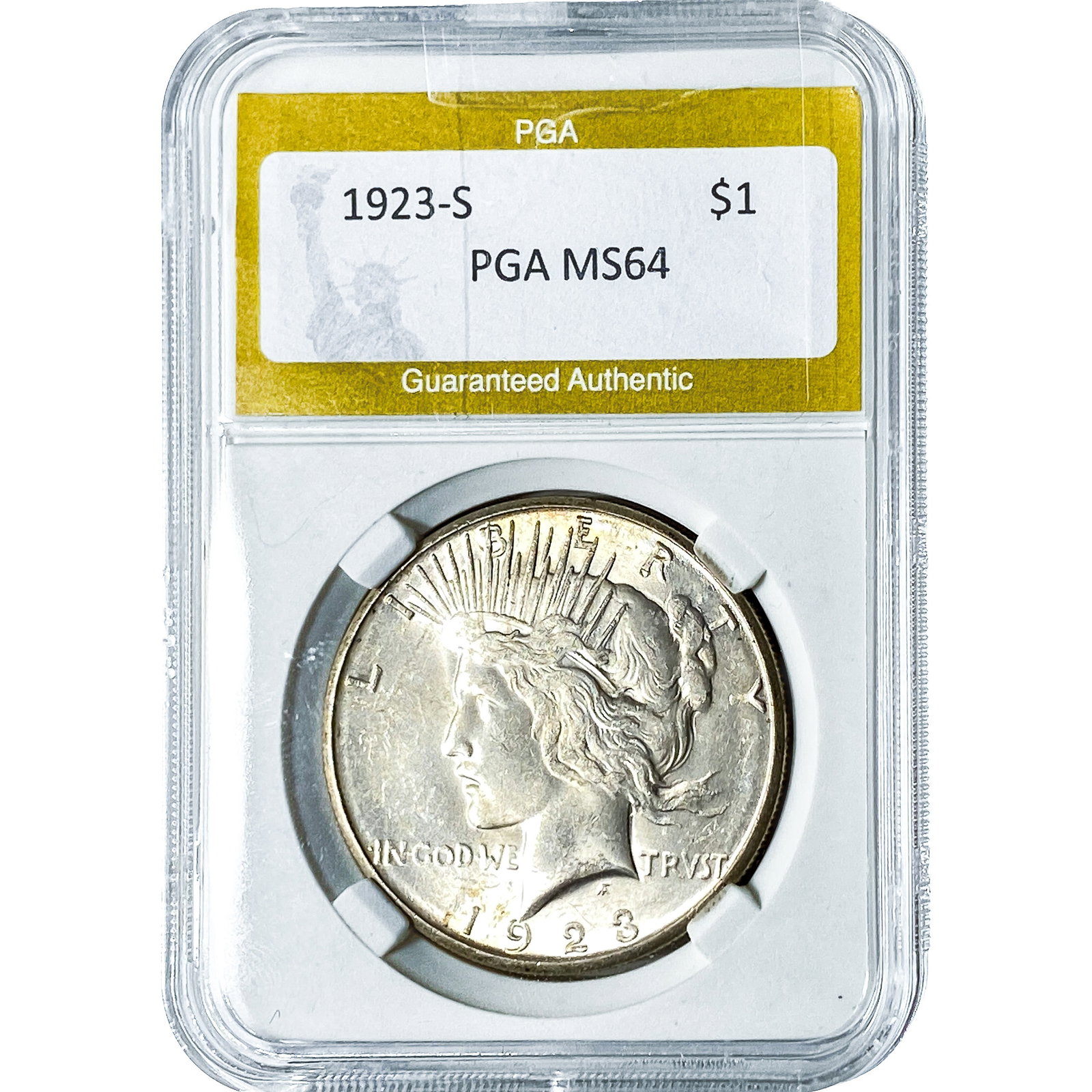 1923-S Silver Peace Dollar PGA MS64: 1923-S Silver Peace Dollar PGA MS64
