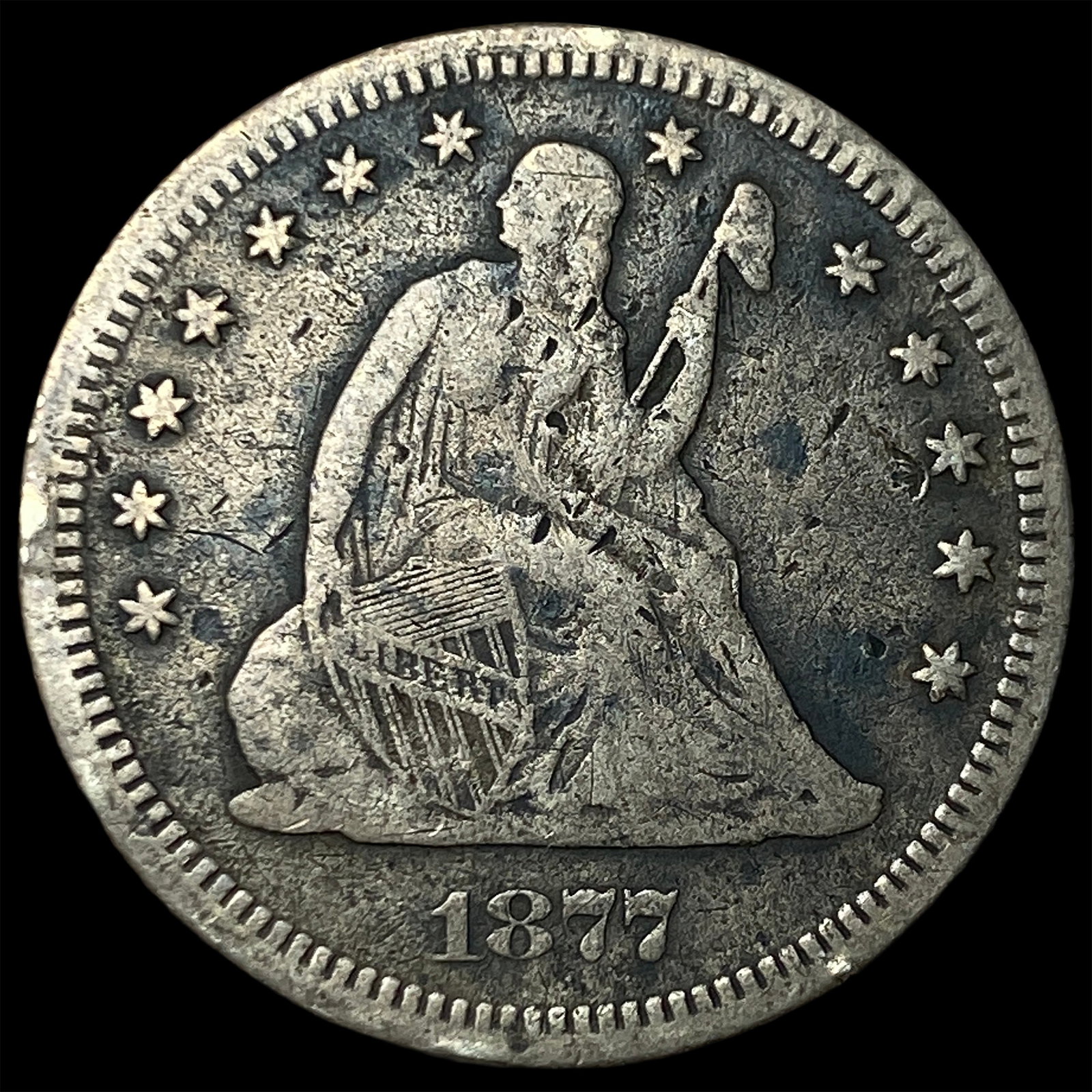1877 Silver Seated Liberty Quarter LIGHTLY CIRCULATED: 1877 Silver Seated Liberty Quarter LIGHTLY CIRCULATED
