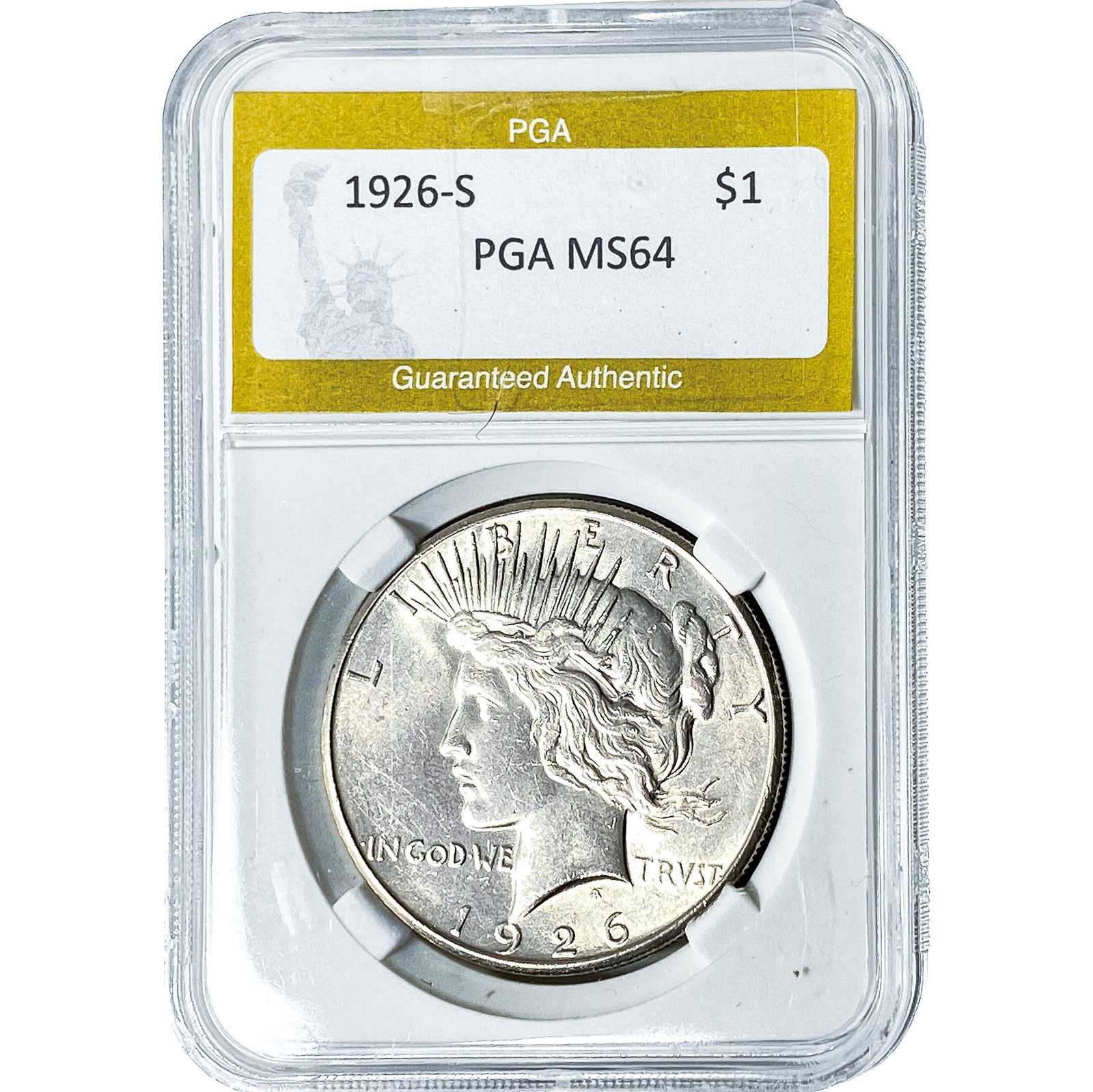 1926-S Silver Peace Dollar PGA MS64: 1926-S Silver Peace Dollar PGA MS64