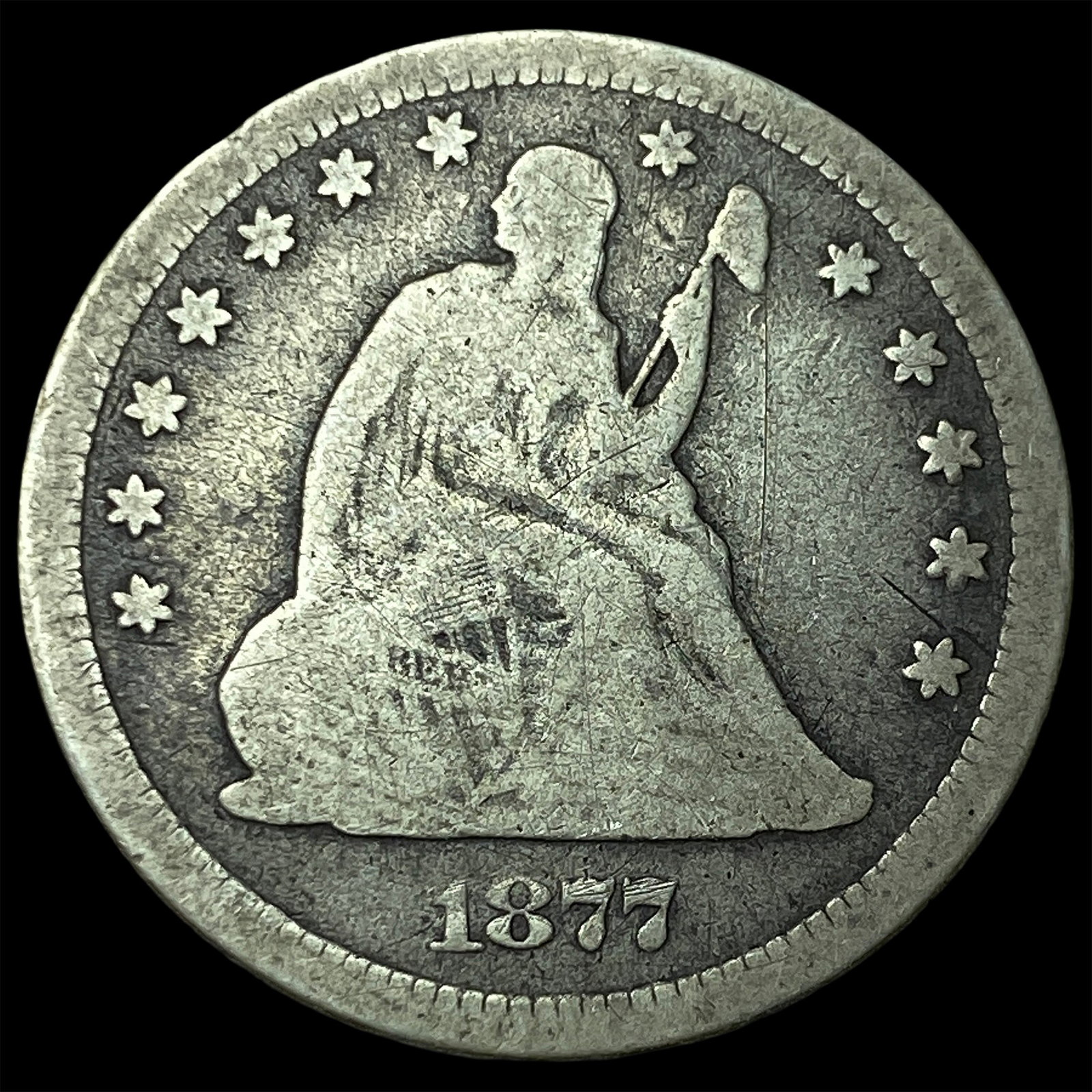 1877-CC Seated Liberty Half Dollar NICELY CIRCULATED: 1877-CC Seated Liberty Half Dollar NICELY CIRCULATED