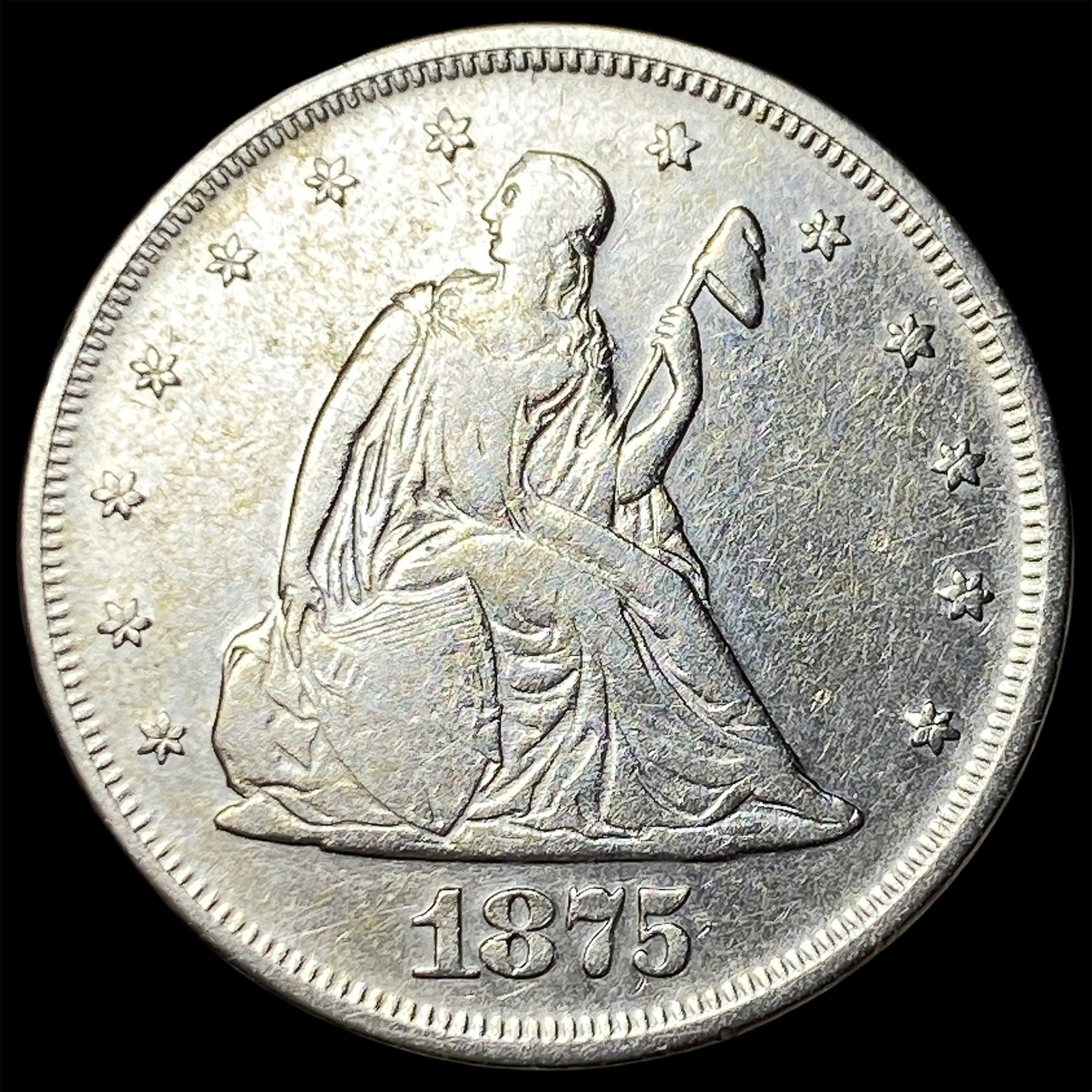 1875 Silver Seated Liberty Twenty Cents NEARLY UNCIRCULATED: 1875 Silver Seated Liberty Twenty Cents NEARLY UNCIRCULATED