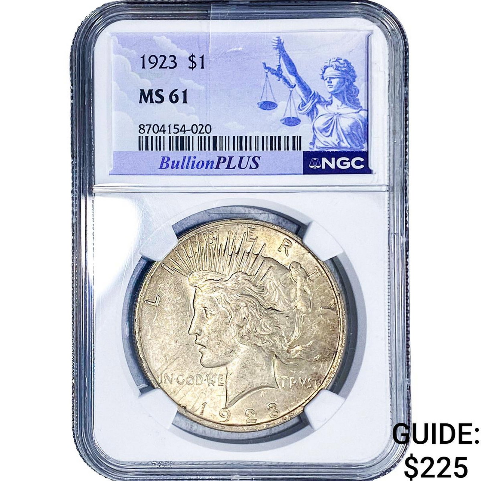 1923 Silver Peace Dollar NGC MS61: 1923 Silver Peace Dollar NGC MS61