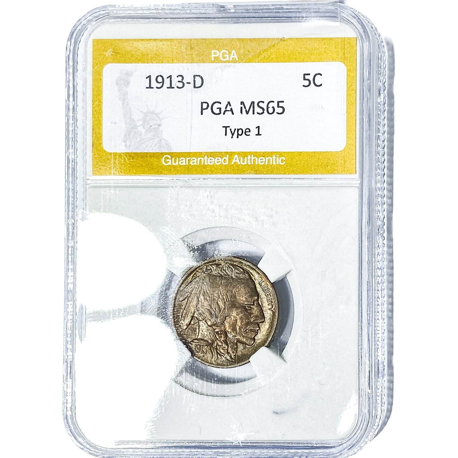 1913-D Buffalo Nickel PGA MS65 Type 1: 1913-D Buffalo Nickel PGA MS65 Type 1