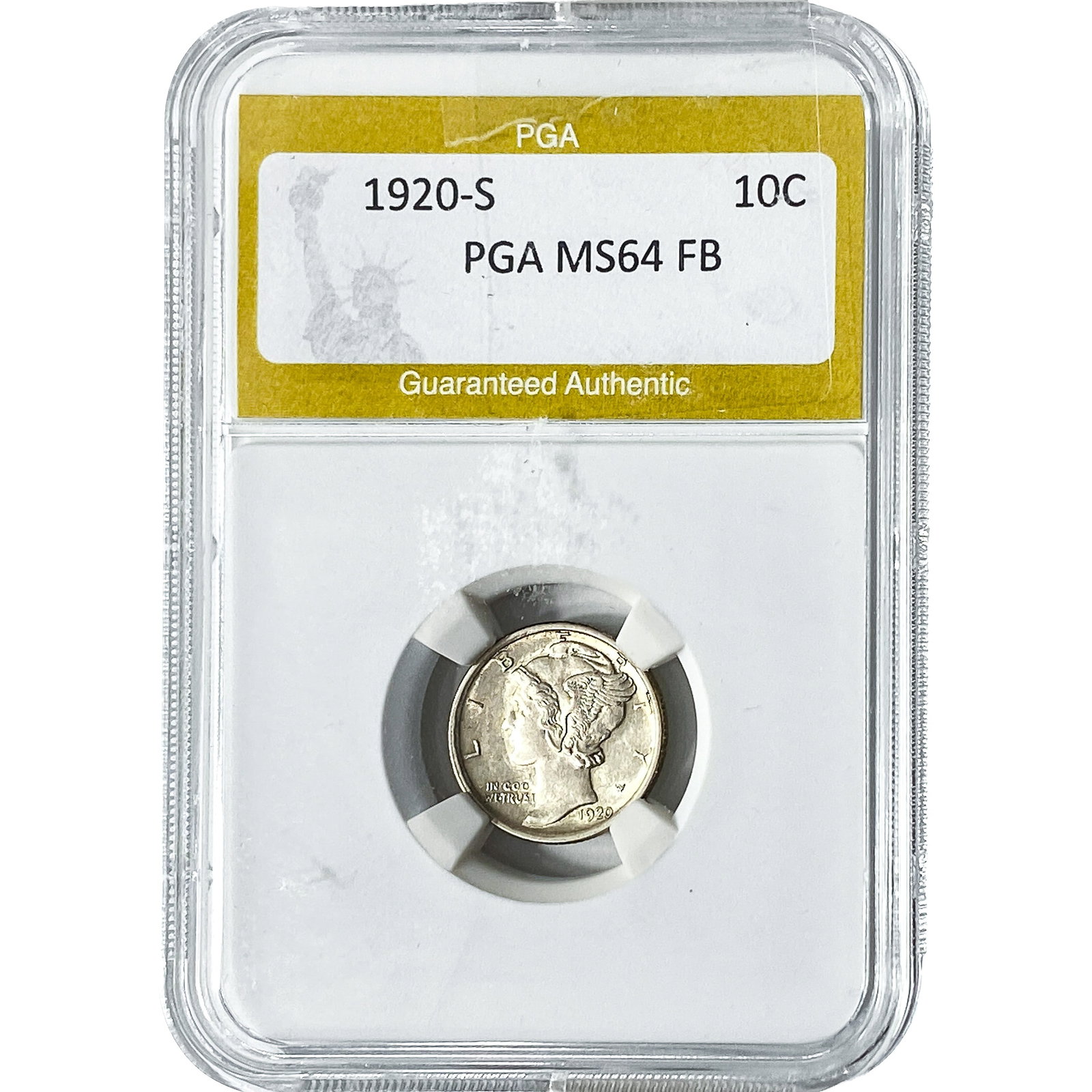 1920-S Mercury Silver Dime PGA MS64 FB (1 of 2)