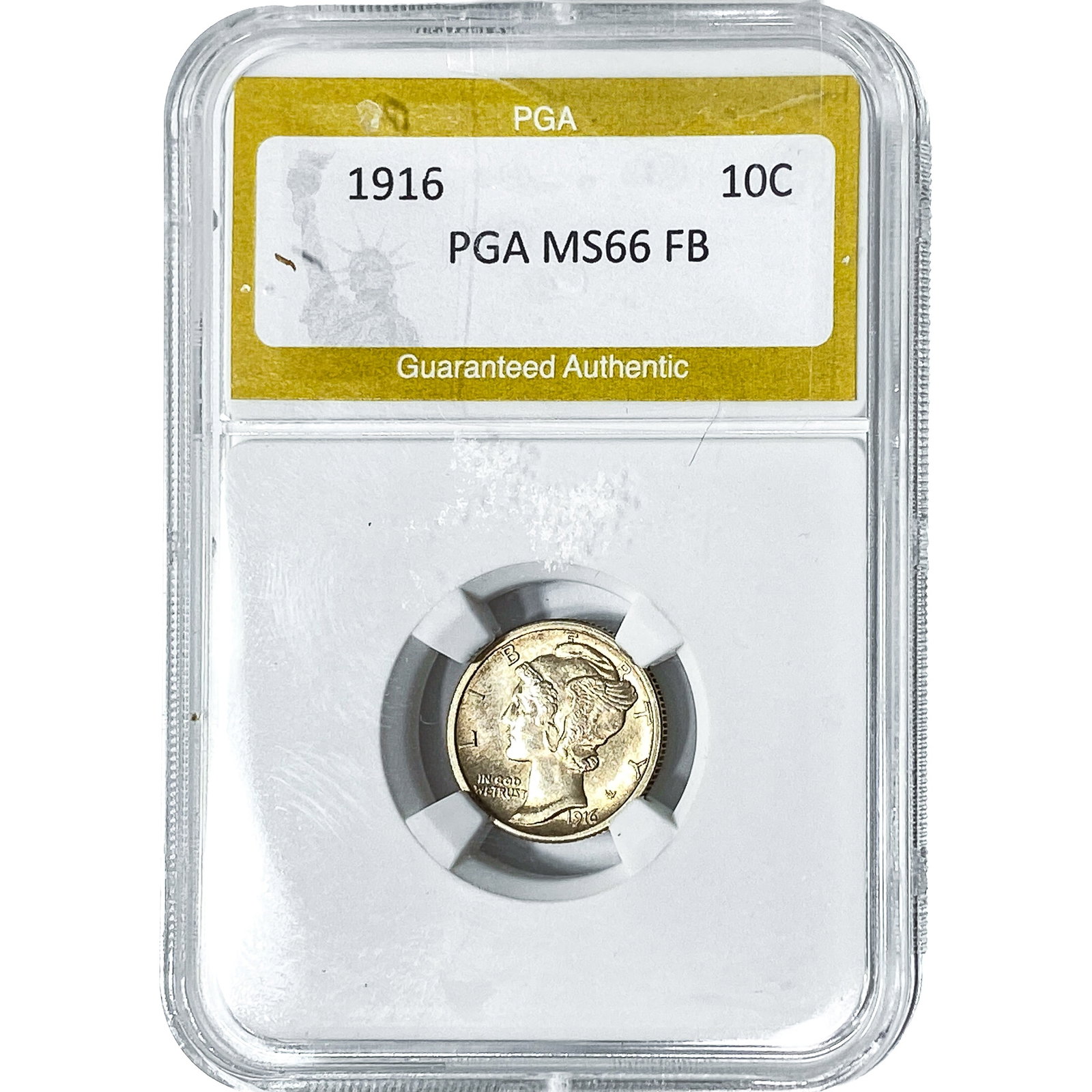 1916 Mercury Silver Dime PGA MS66 FB: 1916 Mercury Silver Dime PGA MS66 FB