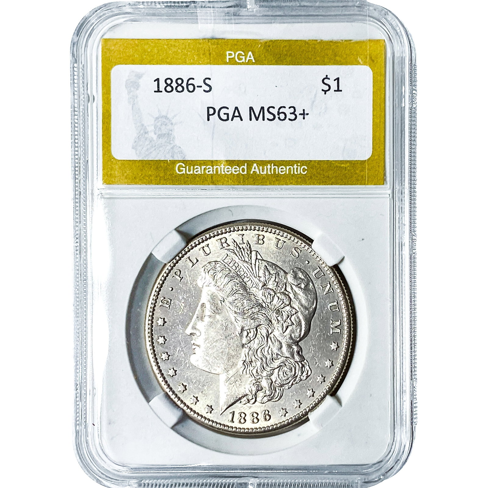 1886-S Morgan Silver Dollar PGA MS63+: 1886-S Morgan Silver Dollar PGA MS63+