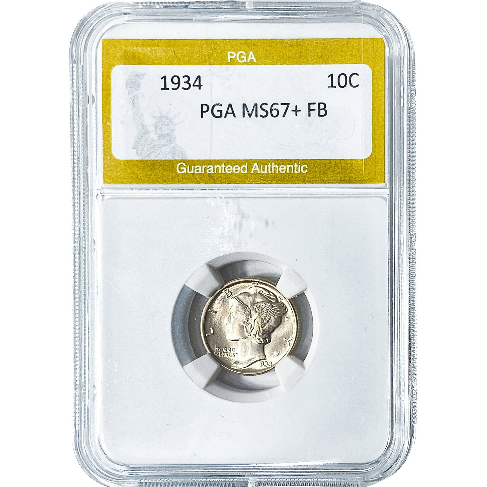 1934 Mercury Silver Dime PGA MS67+ FB: 1934 Mercury Silver Dime PGA MS67+ FB
