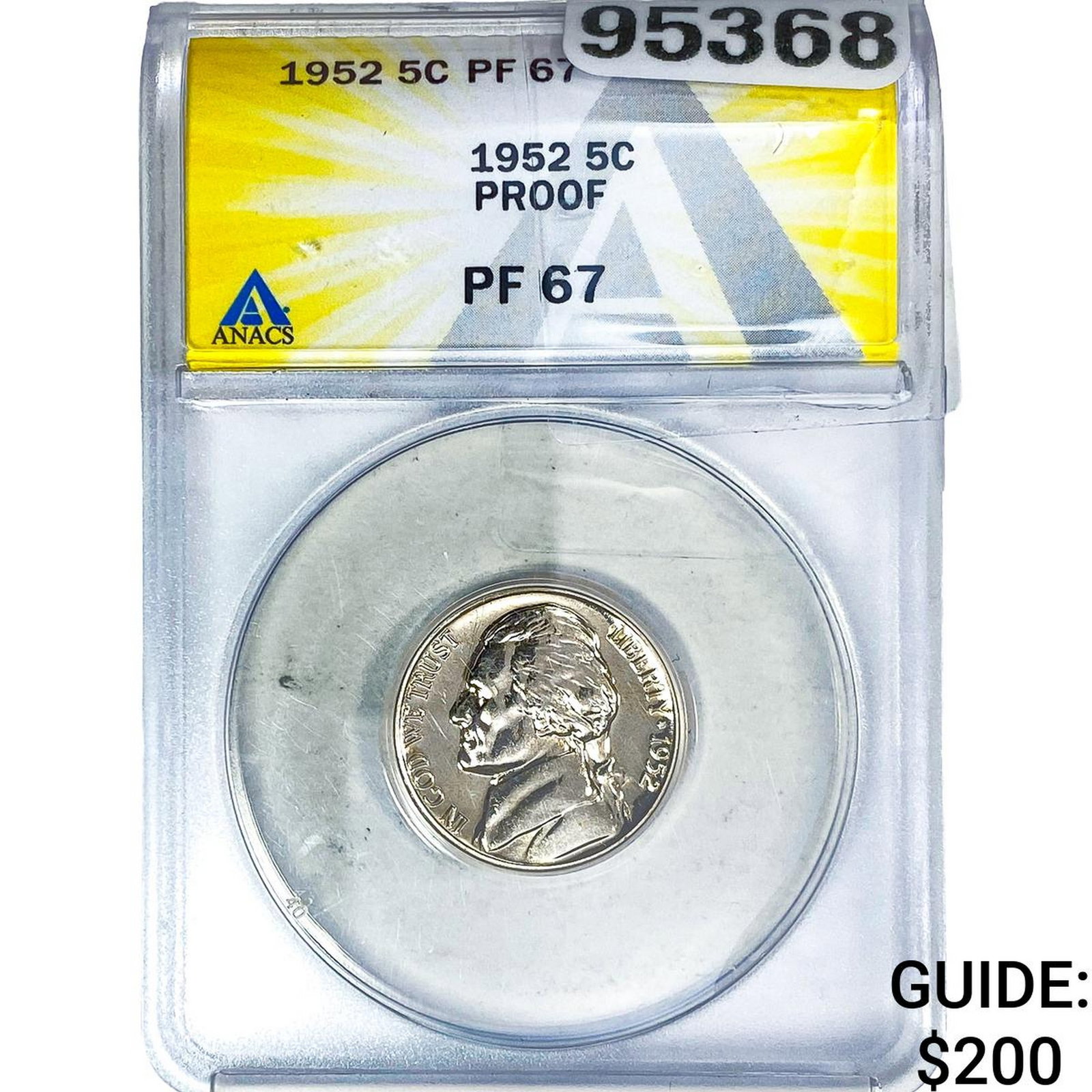 1952 Jefferson Nickel ANACS PF67: 1952 Jefferson Nickel ANACS PF67