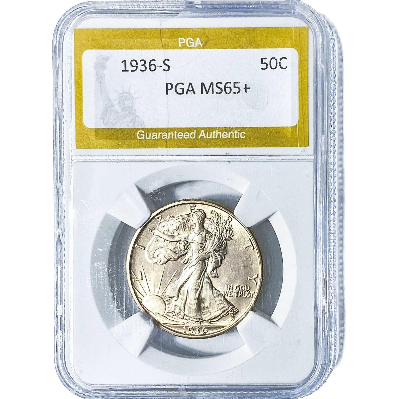 1936-S Walking Liberty Half Dollar PGA MS65+: 1936-S Walking Liberty Half Dollar PGA MS65+