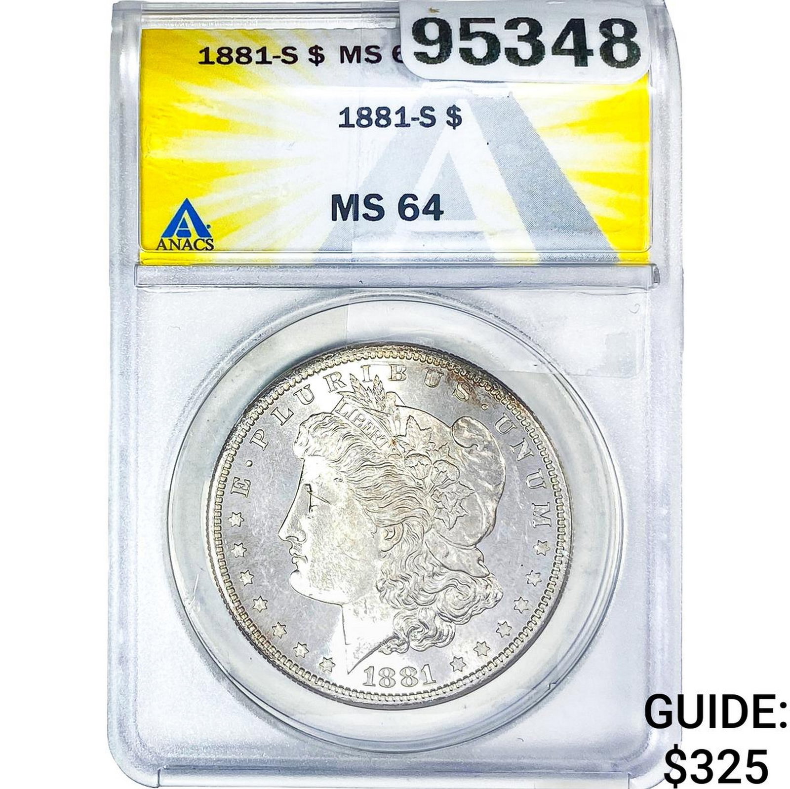 1881-S Morgan Silver Dollar ANACS MS64: 1881-S Morgan Silver Dollar ANACS MS64
