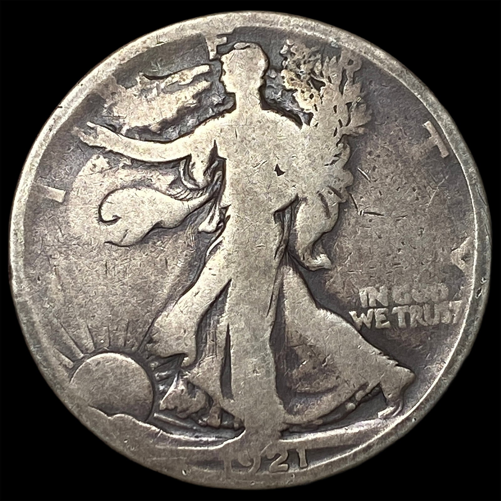 1921-S Silver Walking Liberty Half Dollar NICELY CIRCULATED: 1921-S Silver Walking Liberty Half Dollar NICELY CIRCULATED