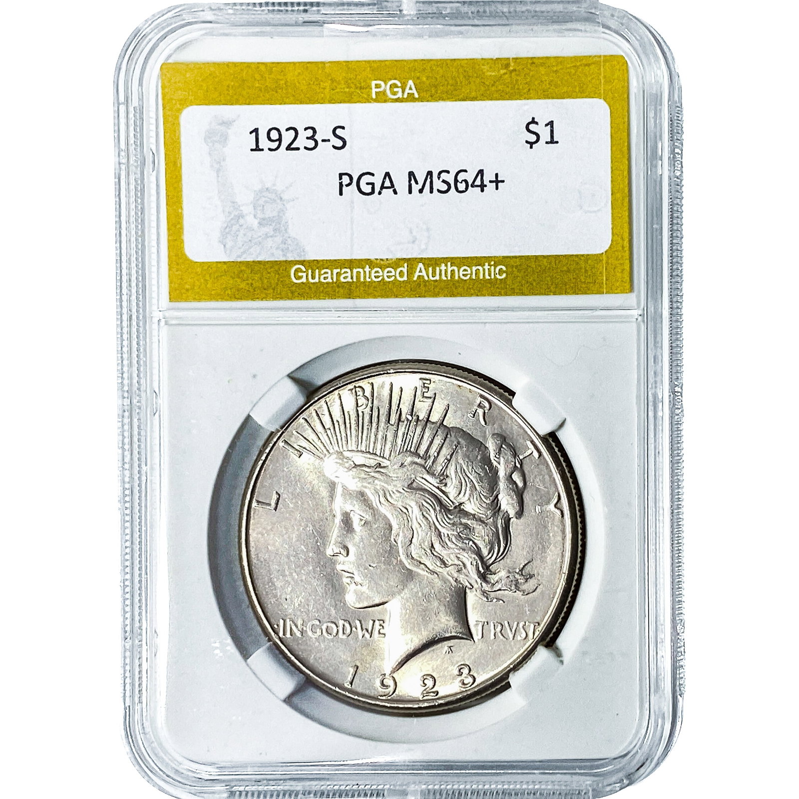 1923-S Silver Peace Dollar PGA MS64+: 1923-S Silver Peace Dollar PGA MS64+