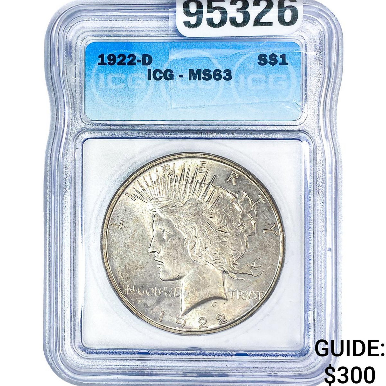 1922-D Silver Peace Dollar ICG MS63: 1922-D Silver Peace Dollar ICG MS63