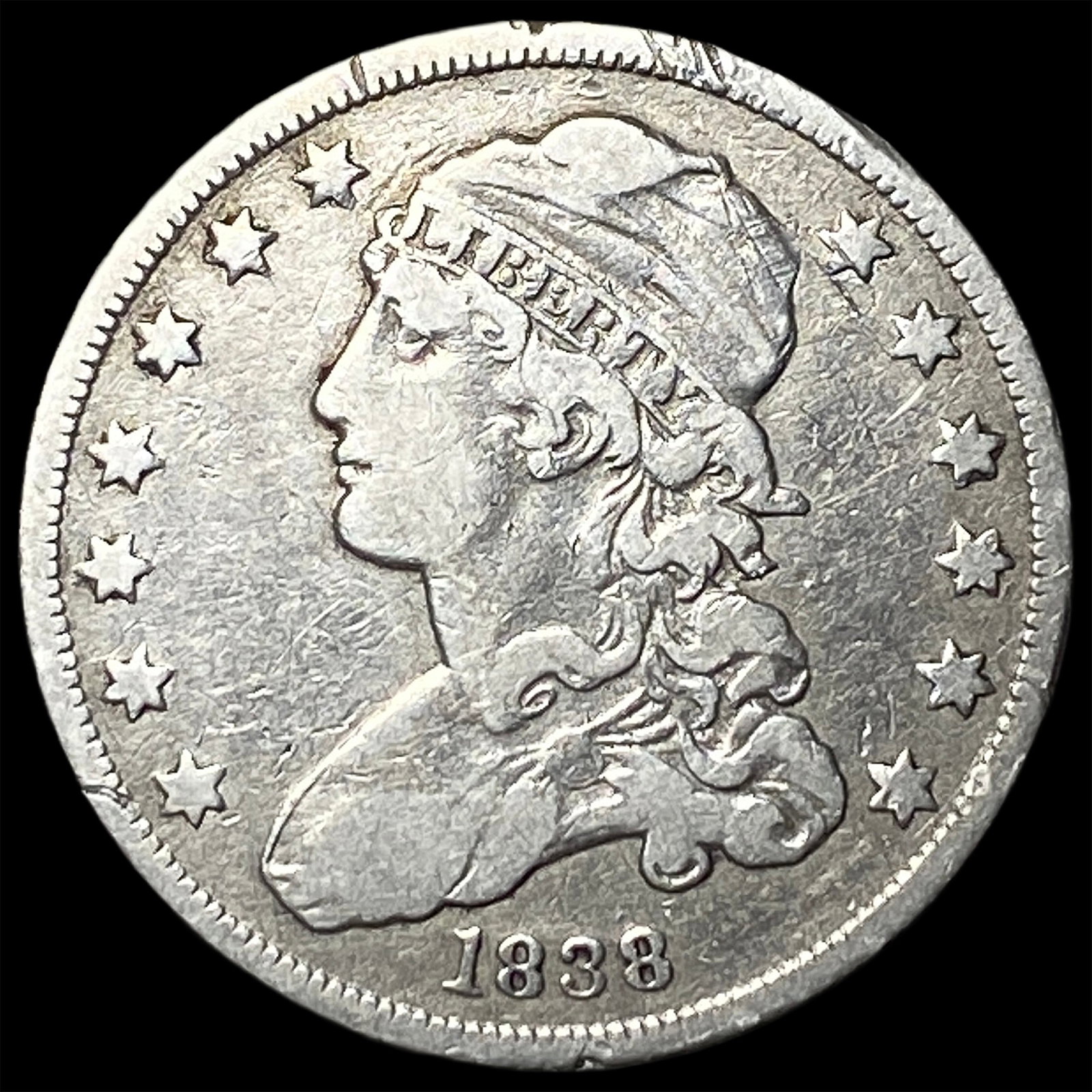 1838 Capped Bust Silver Quarter ABOUT UNCIRCULATED (1 of 2)
