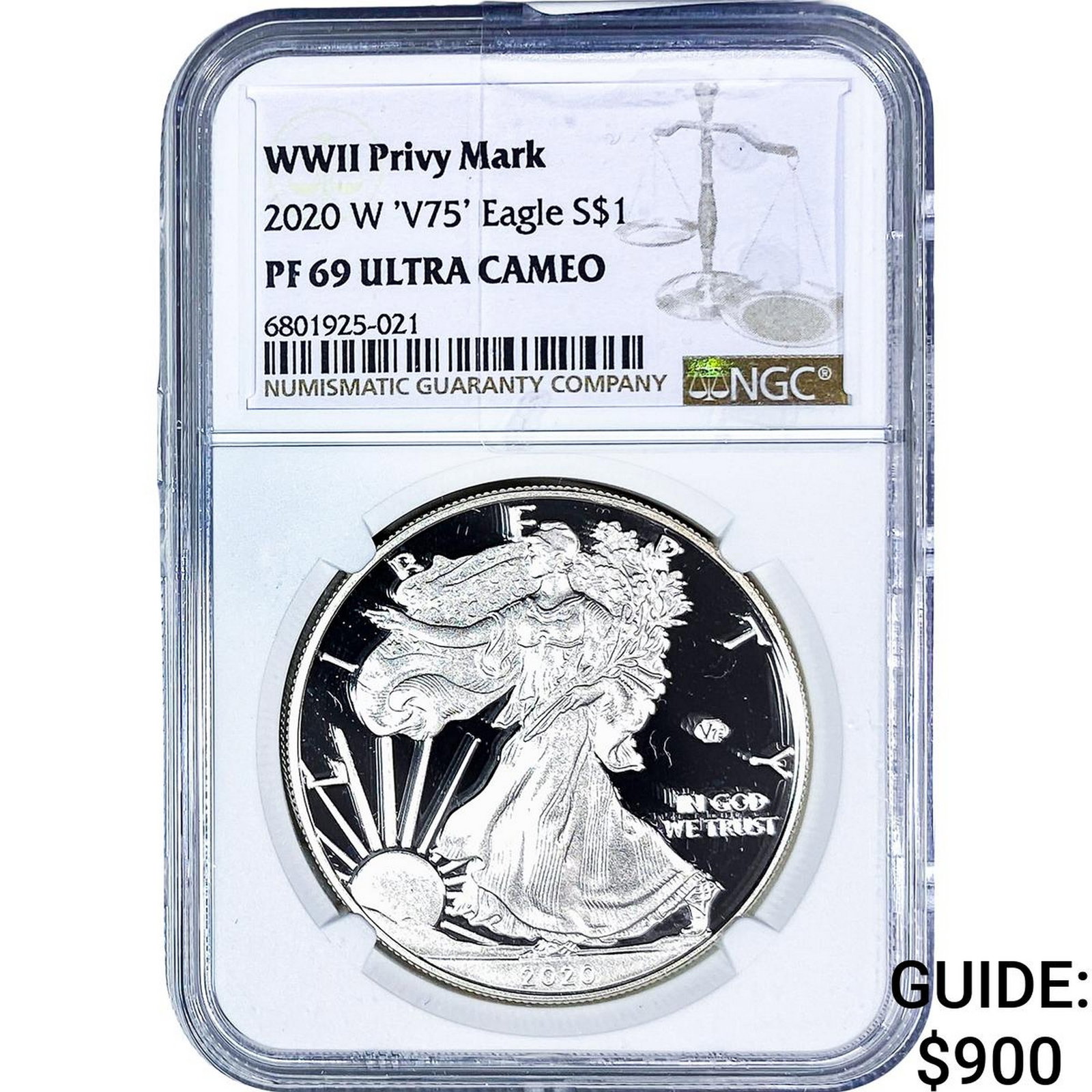 2020 W 'V75' Silver Eagle NGC PF69 WWII Privy Mark (1 of 2)