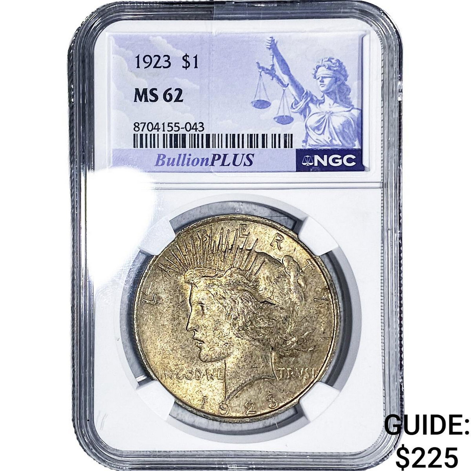 1923 Silver Peace Dollar NGC MS62: 1923 Silver Peace Dollar NGC MS62