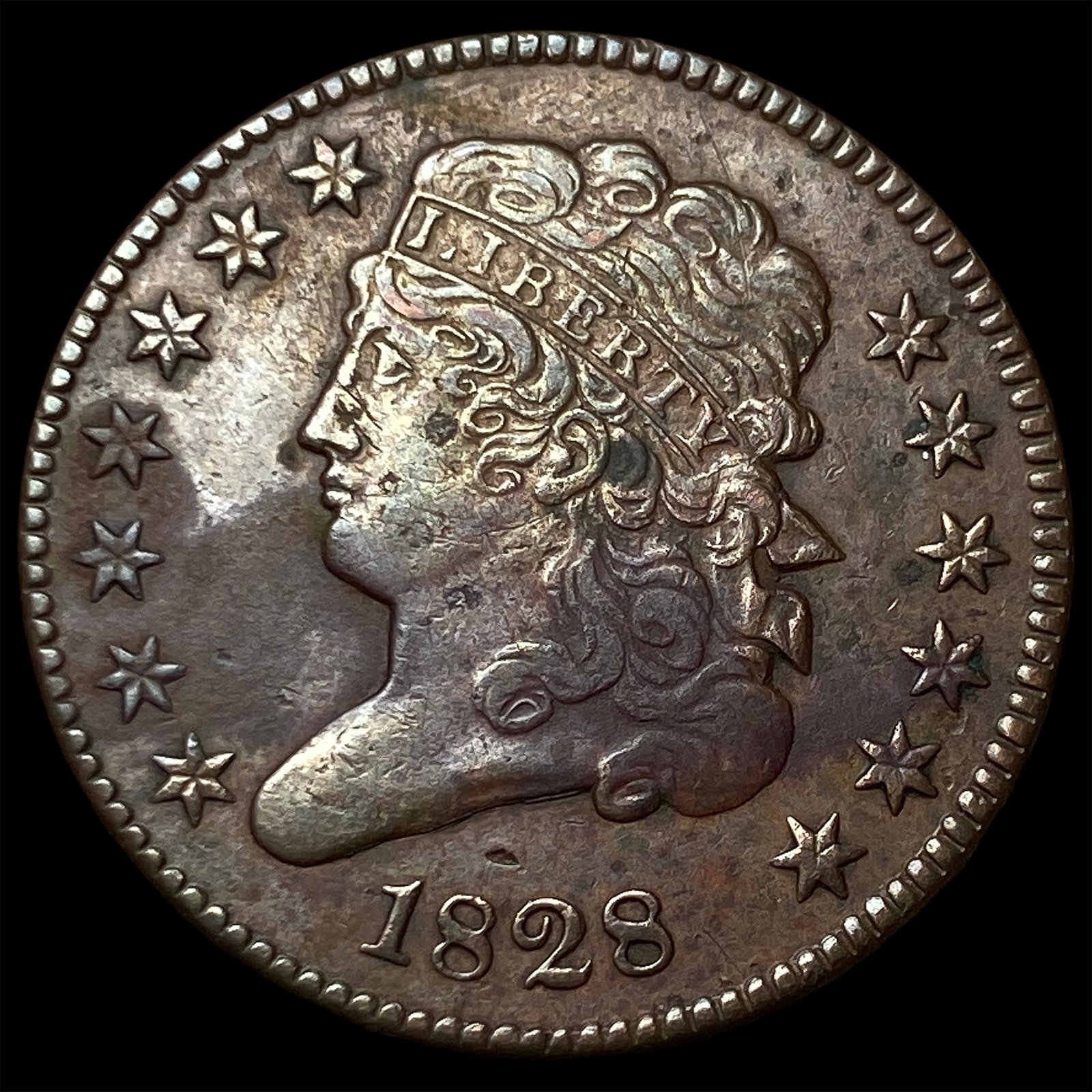 1828 Classic Head Half Cent NEARLY UNCIRCULATED: 1828 Classic Head Half Cent NEARLY UNCIRCULATED