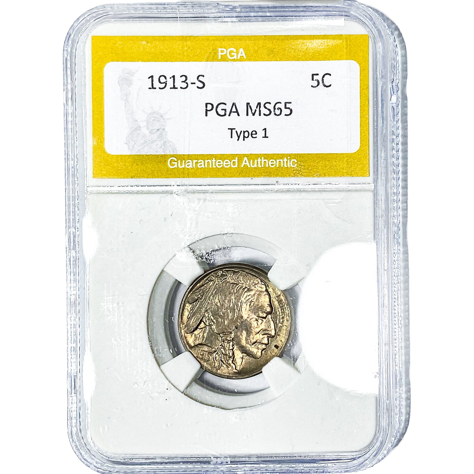 1913-S Buffalo Nickel PGA MS65 Type 1: 1913-S Buffalo Nickel PGA MS65 Type 1