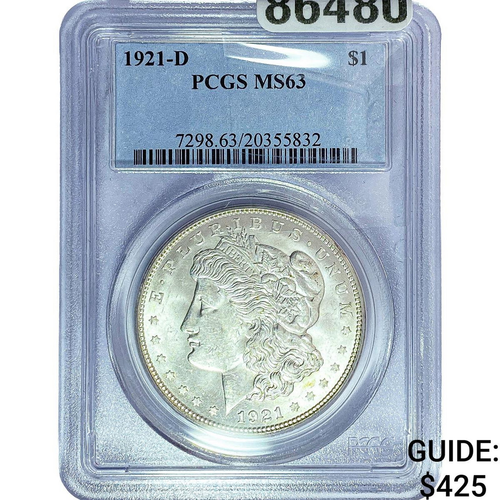 1921-D Morgan Silver Dollar PCGS MS63: 1921-D Morgan Silver Dollar PCGS MS63