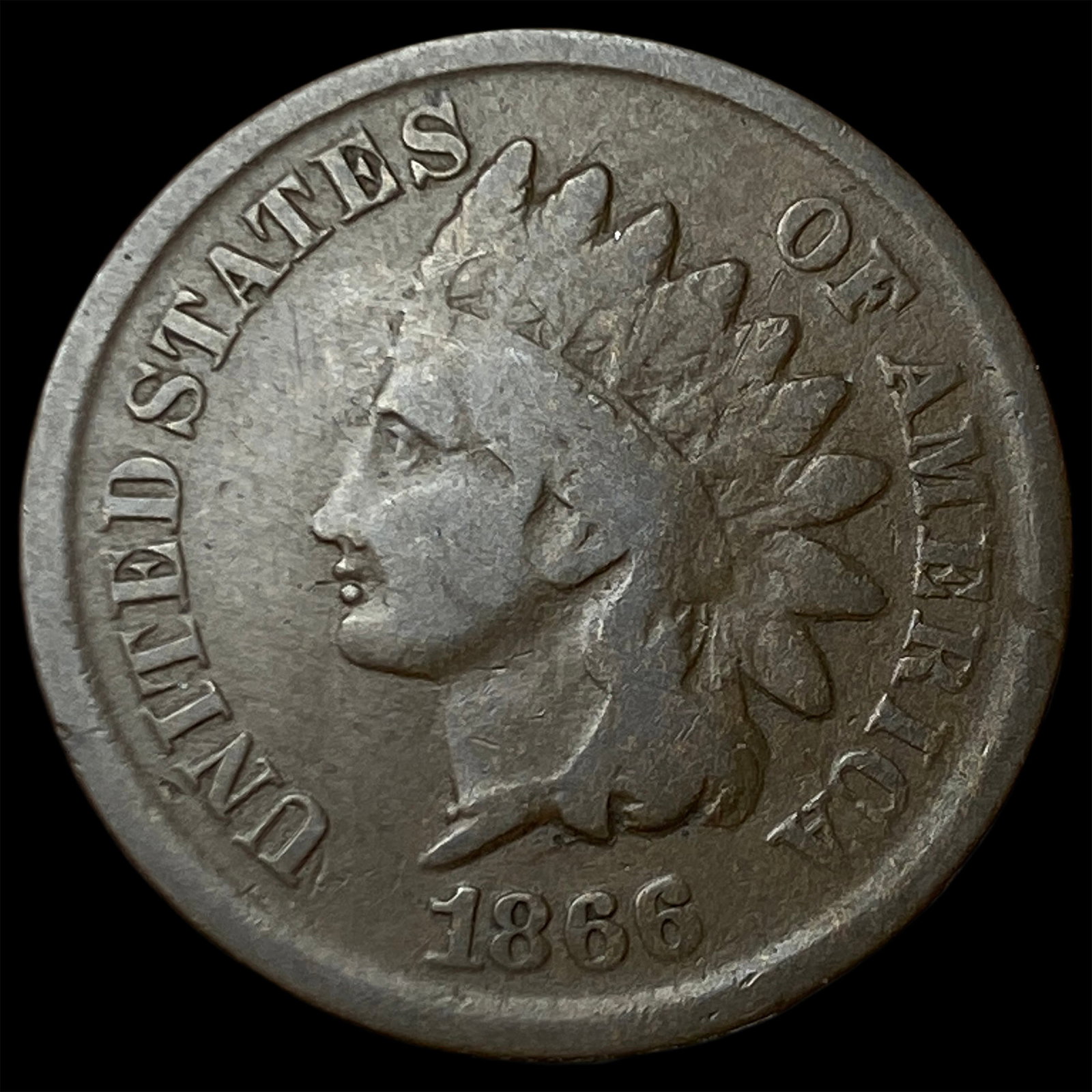 1866 Indian Head Cent NICELY CIRCULATED: 1866 Indian Head Cent NICELY CIRCULATED