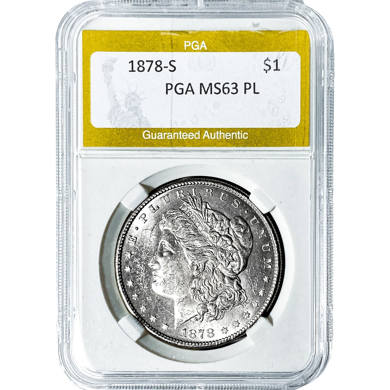 1878-S Morgan Silver Dollar PGA MS63 PL: 1878-S Morgan Silver Dollar PGA MS63 PL