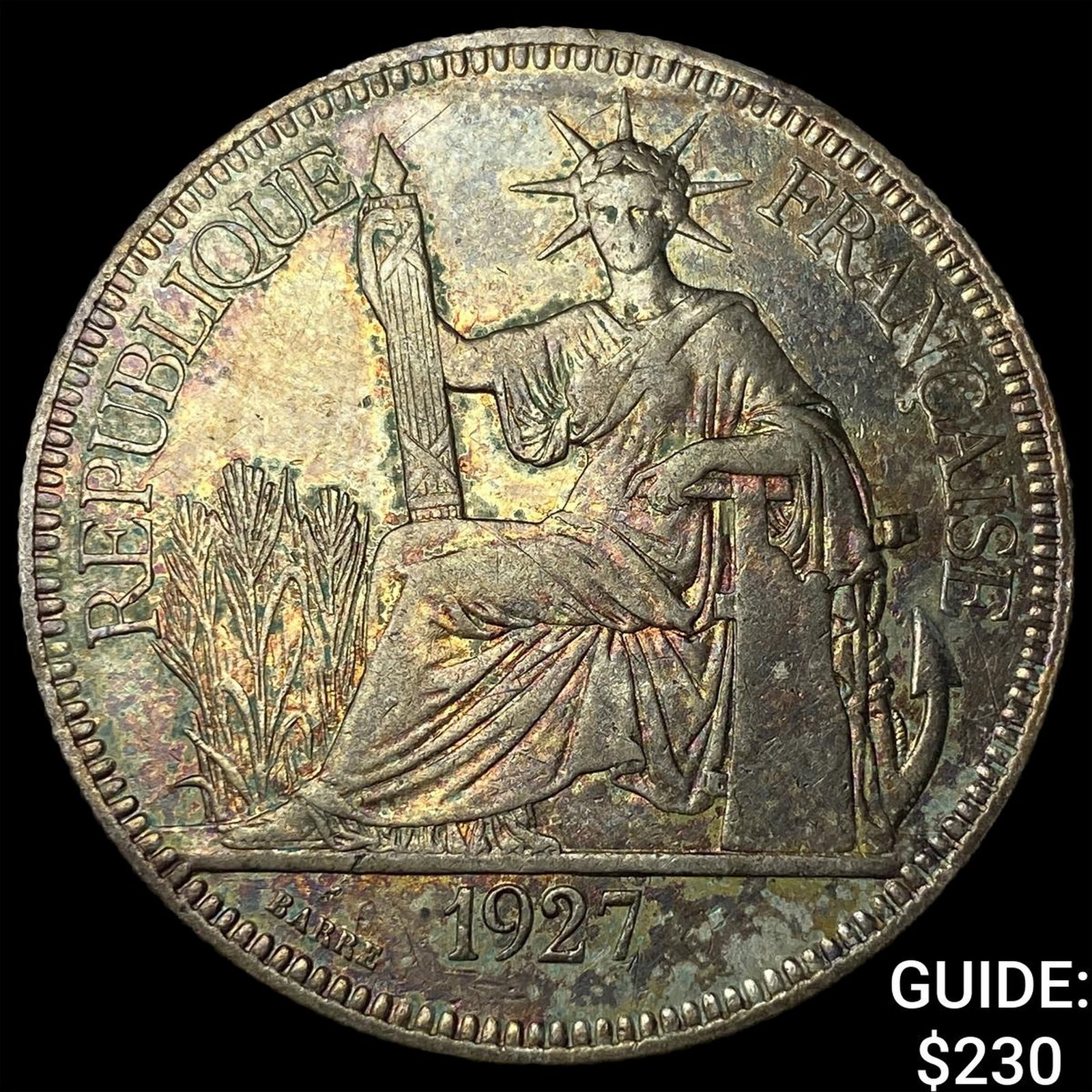 1927A French Indo-China .7813oz Silver Piastre: 1927A French Indo-China .7813oz Silver Piastre