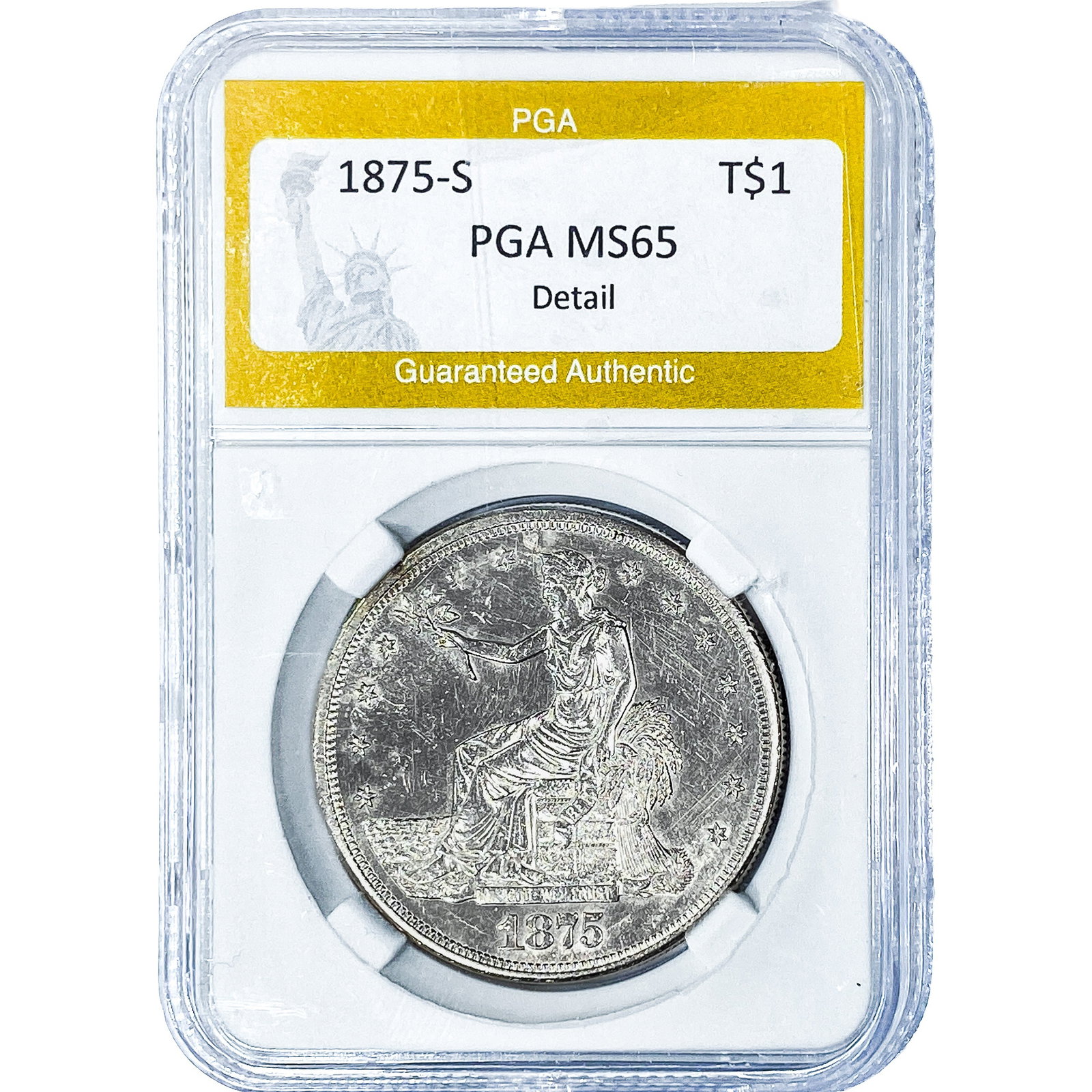 1875-S Silver Trade Dollar PGA MS65 Detail (1 of 2)