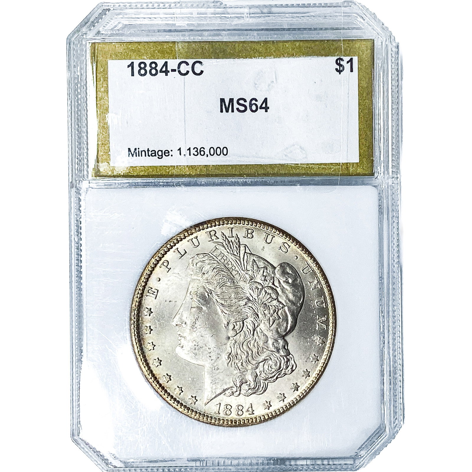 1884-CC Morgan Silver Dollar PCI MS64: 1884-CC Morgan Silver Dollar PCI MS64