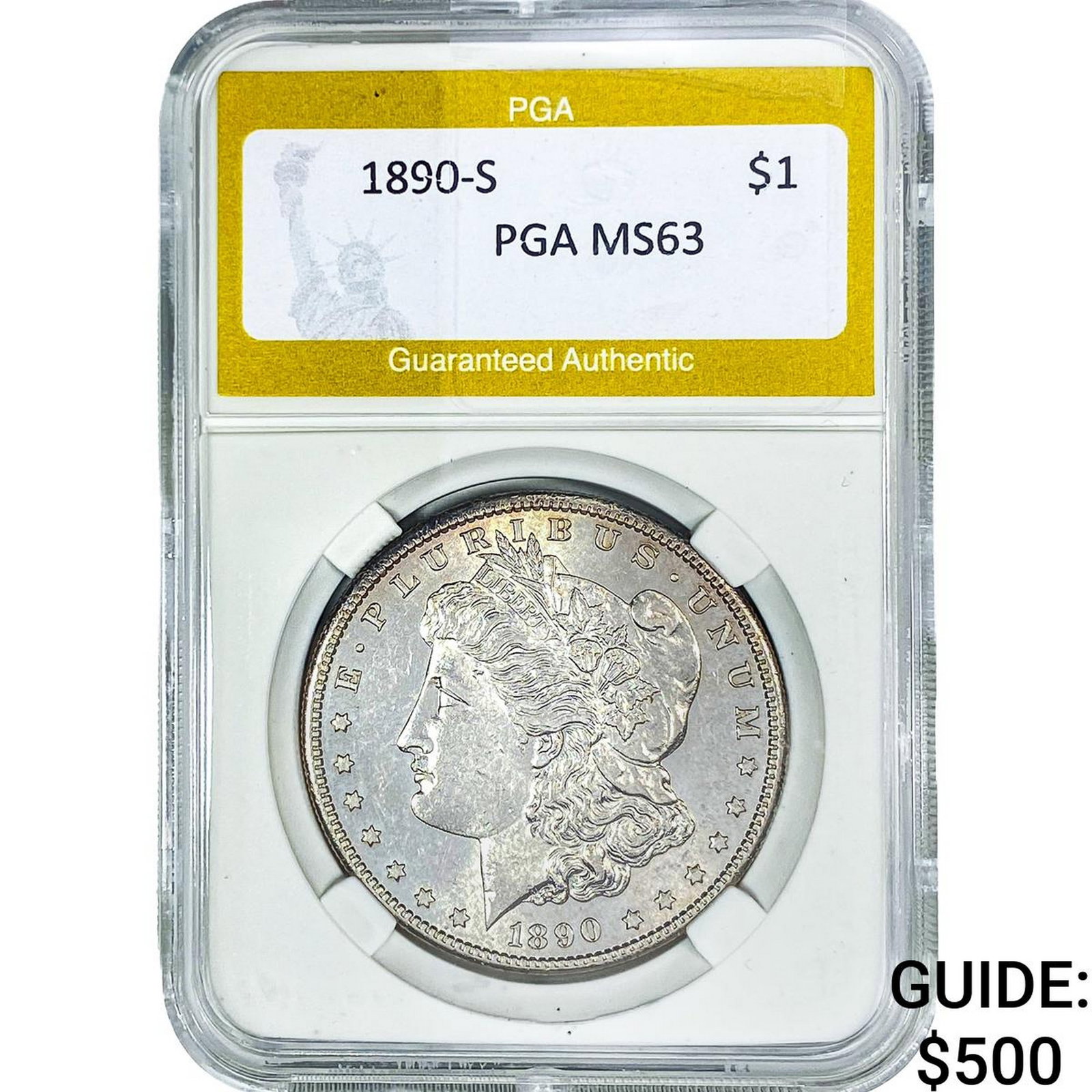 1890-S Morgan Silver Dollar PGA MS63: 1890-S Morgan Silver Dollar PGA MS63