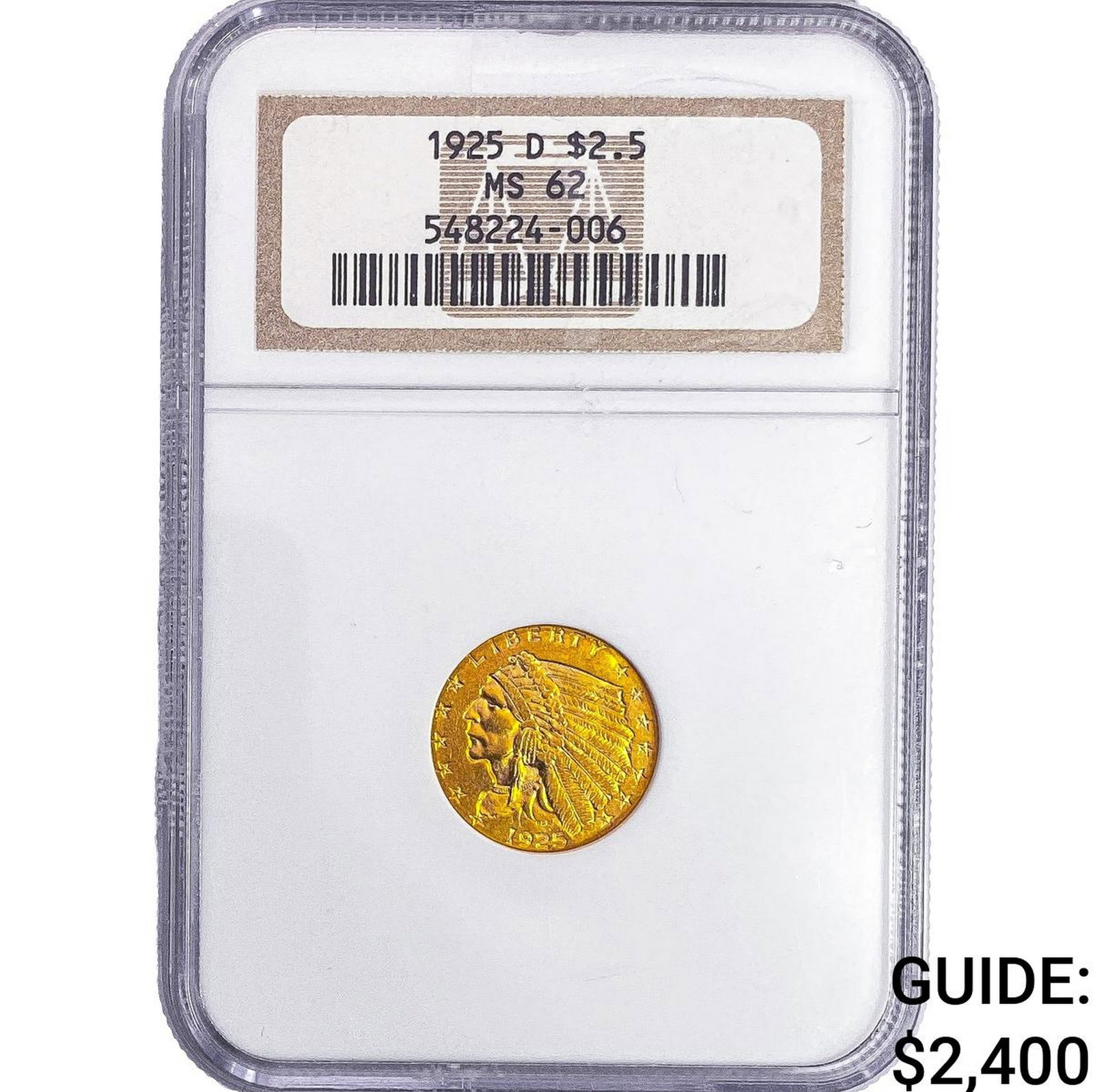 1925-D $2.50 Gold Quarter Eagle NGC MS62 (1 of 2)