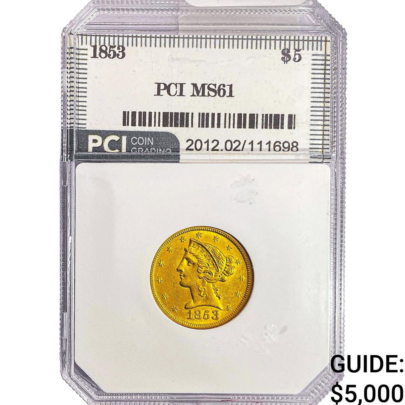 1853 $5 Gold Half Eagle PCI MS61 (1 of 2)