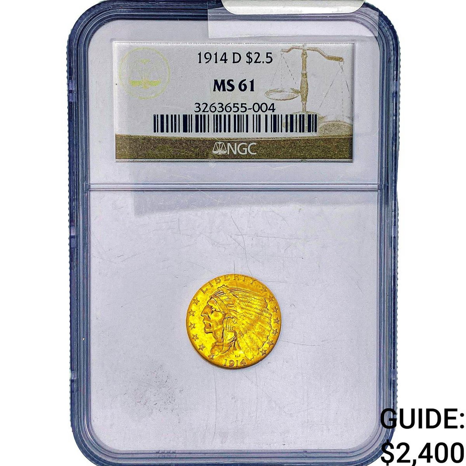 1914-D $2.50 Gold Quarter Eagle NGC MS61 (1 of 2)