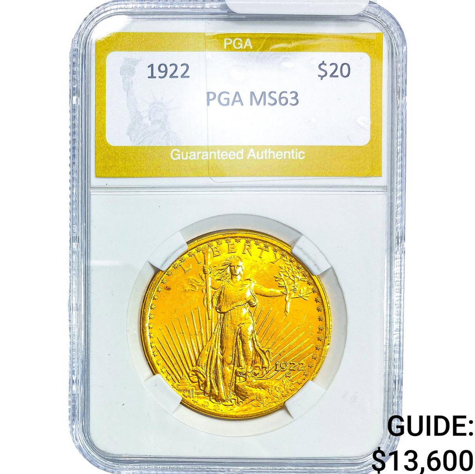 1922 $20 Gold Double Eagle PGA MS63: 1922 $20 Gold Double Eagle PGA MS63