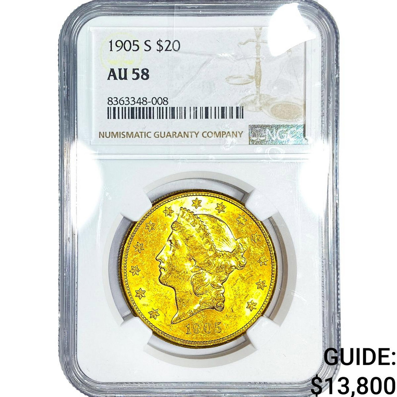 1905-S $20 Gold Double Eagle NGC AU58 (1 of 4)